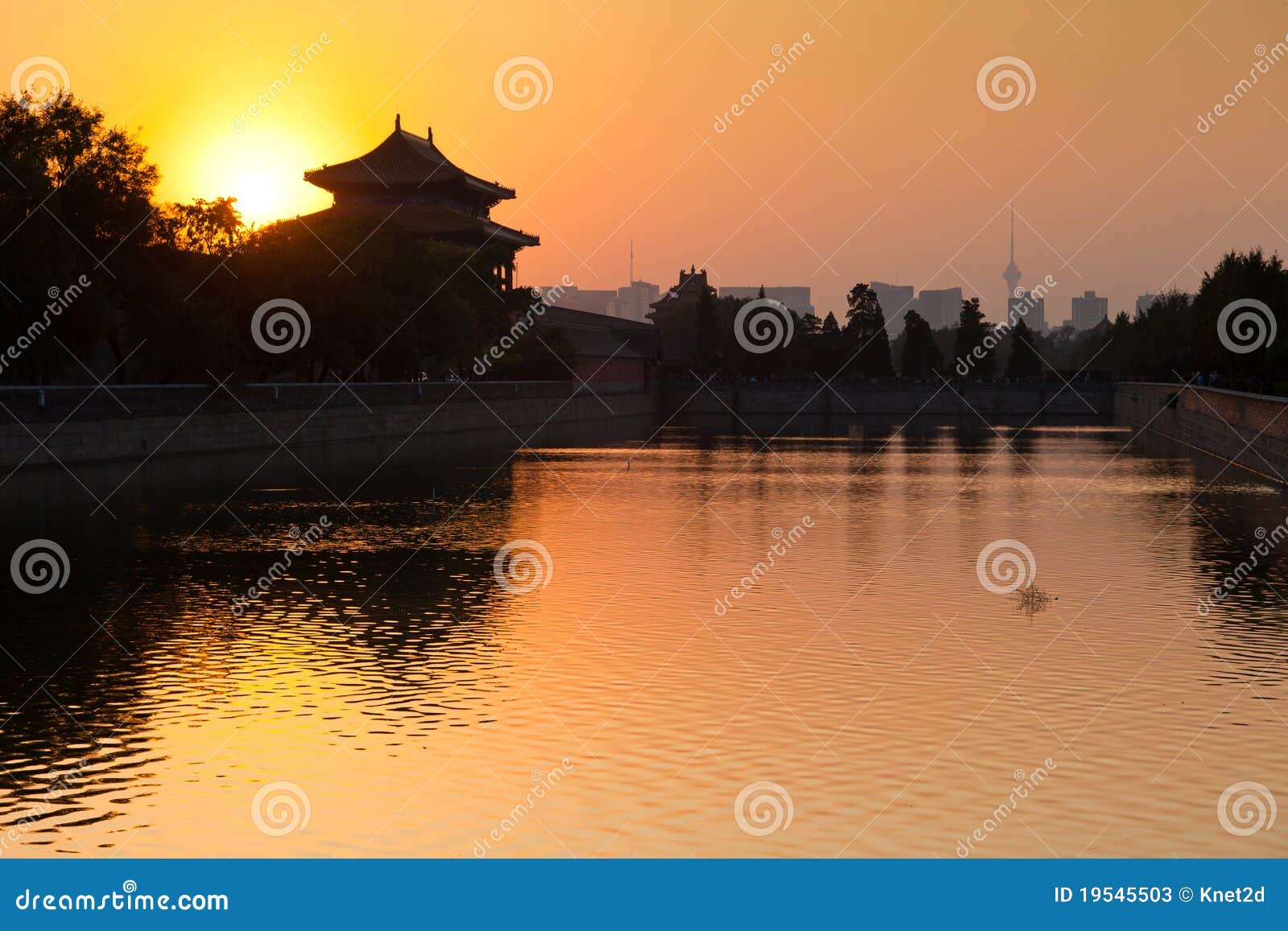 Sunset over forbidden city in Beijing.