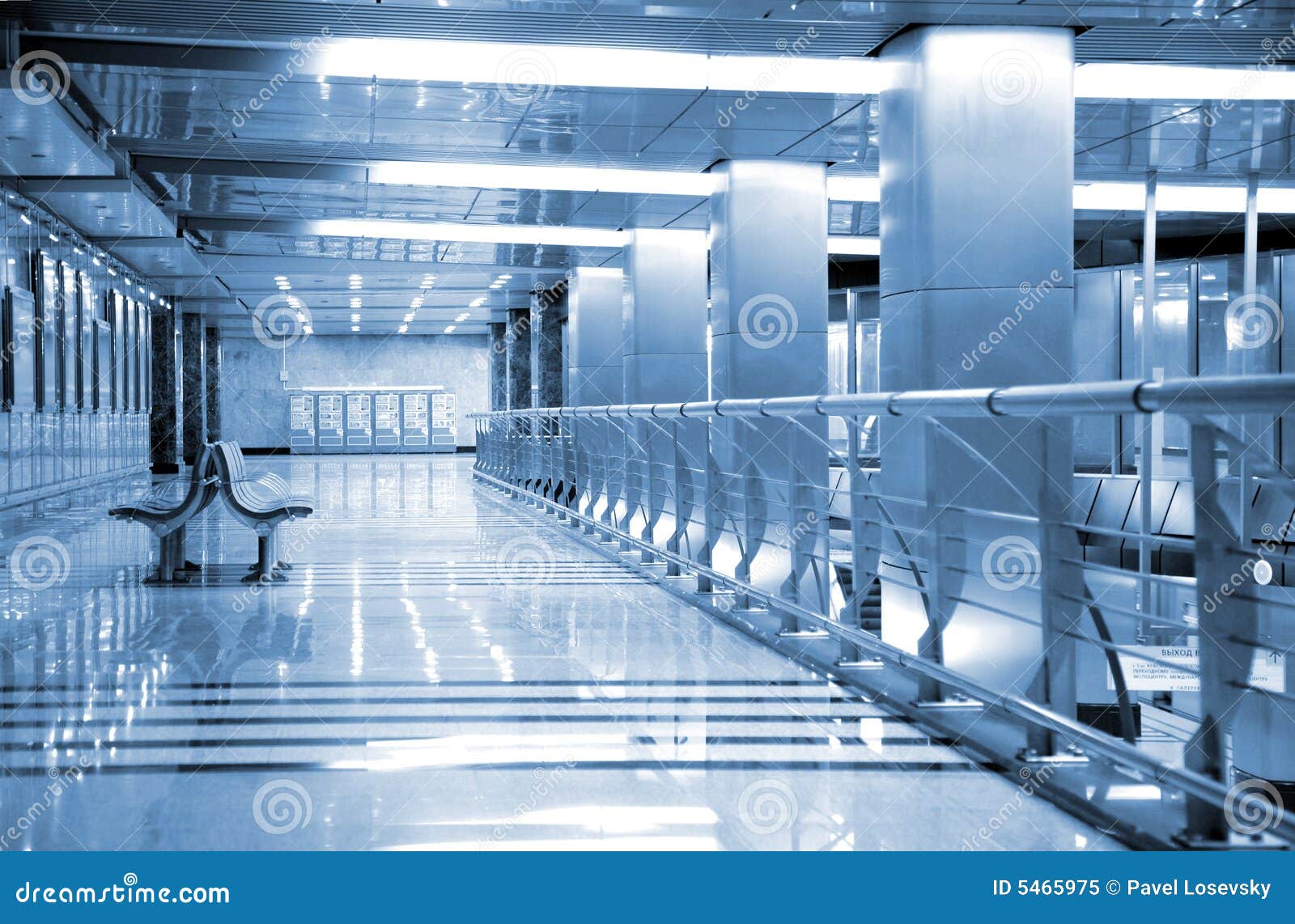 Royalty Free Stock Photo: Benches in hall of subway station