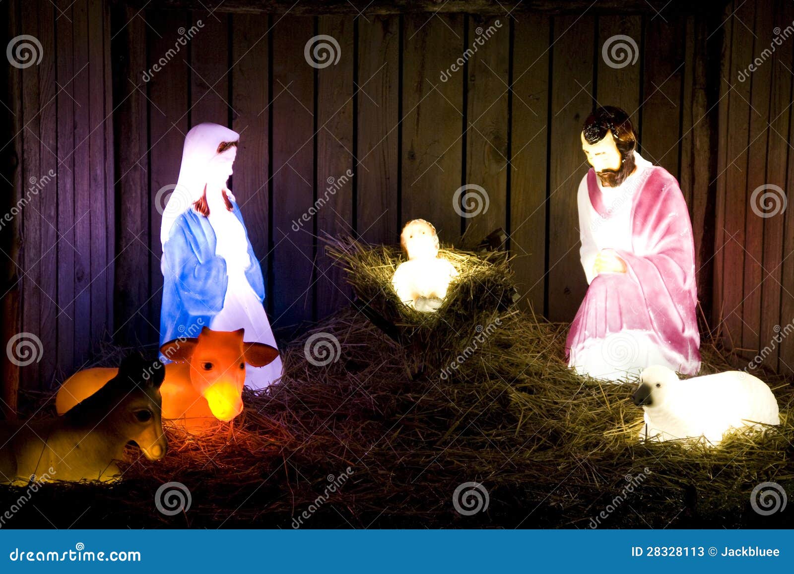 Birth Of Jesus Christmas Lights Stock Photos - Image: 28328113