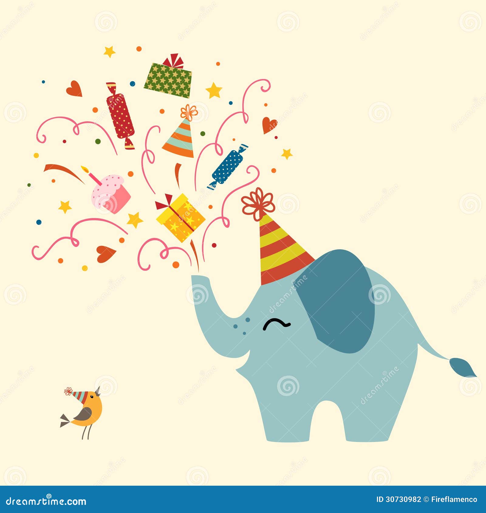 Birthday greetings from cute elephant.