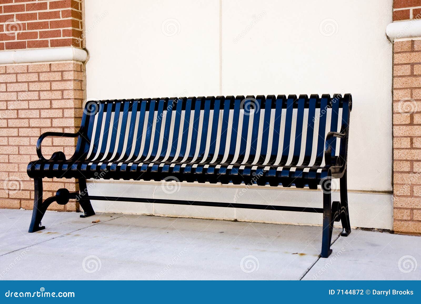 Black Iron Bench On Sidewalk Stock Photography Image 7144872