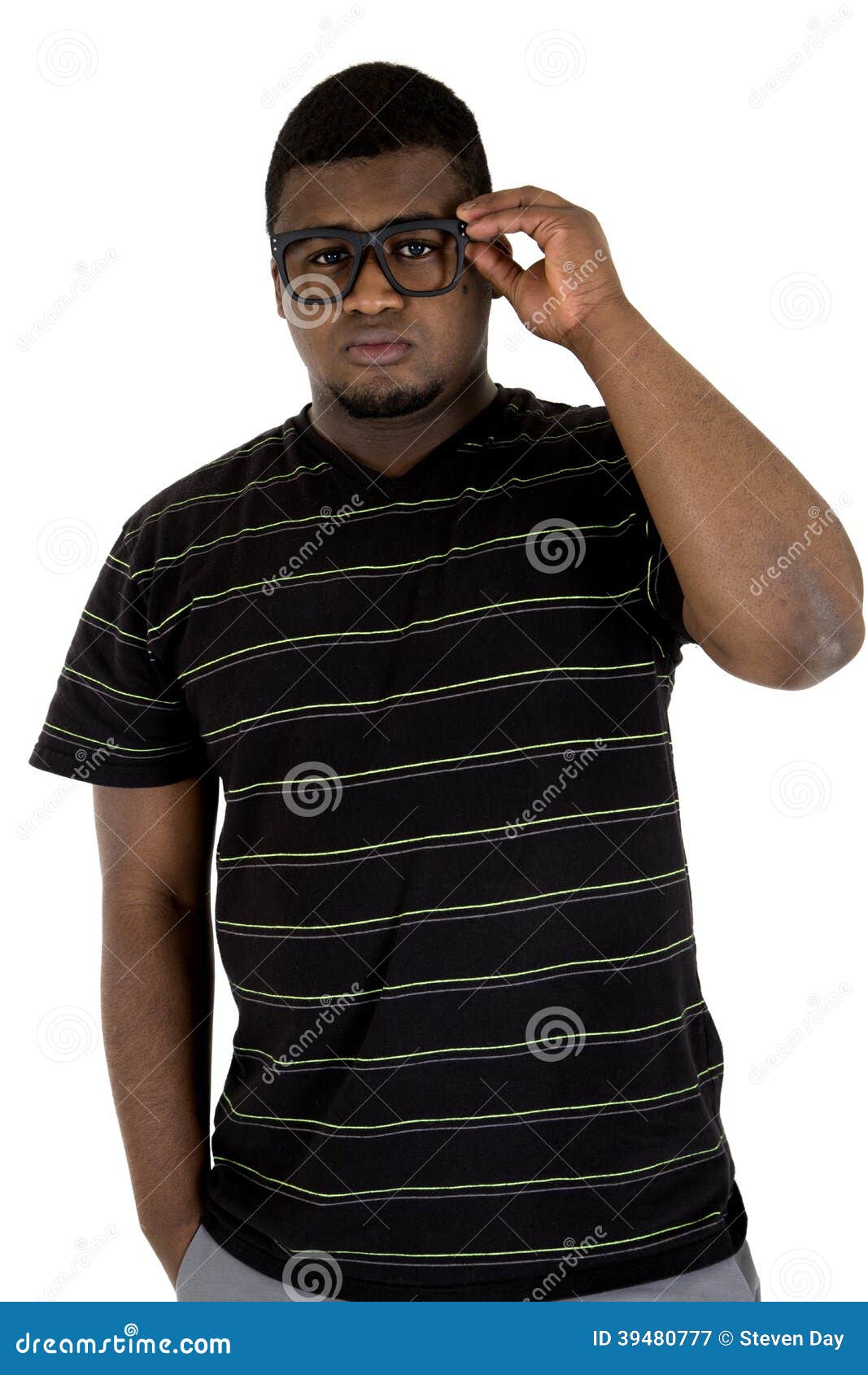 Black Male Model With A Casual Look Wearing Black Glasses