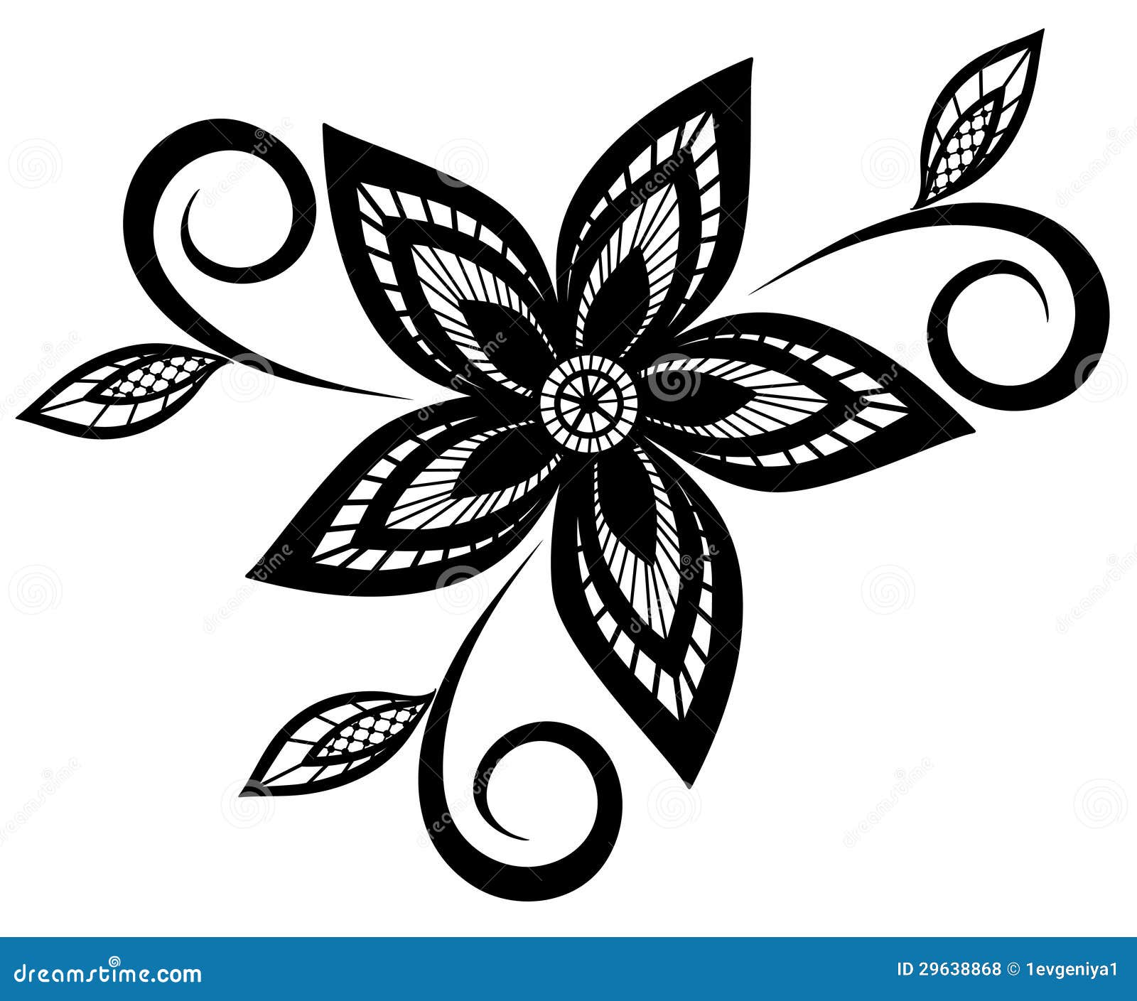 Black And White Floral Pattern Design Element. Royalty Free Stock