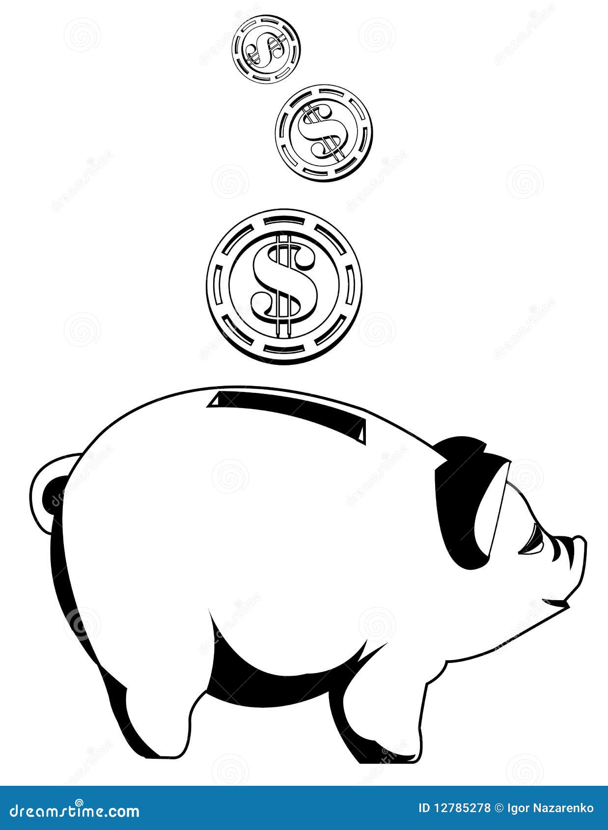 piggy bank clipart black and white - photo #24
