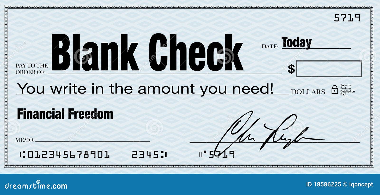 Blanco Cheque - Financiële Vrijheid Van Rijkdom Royalty-vrije Stock ...