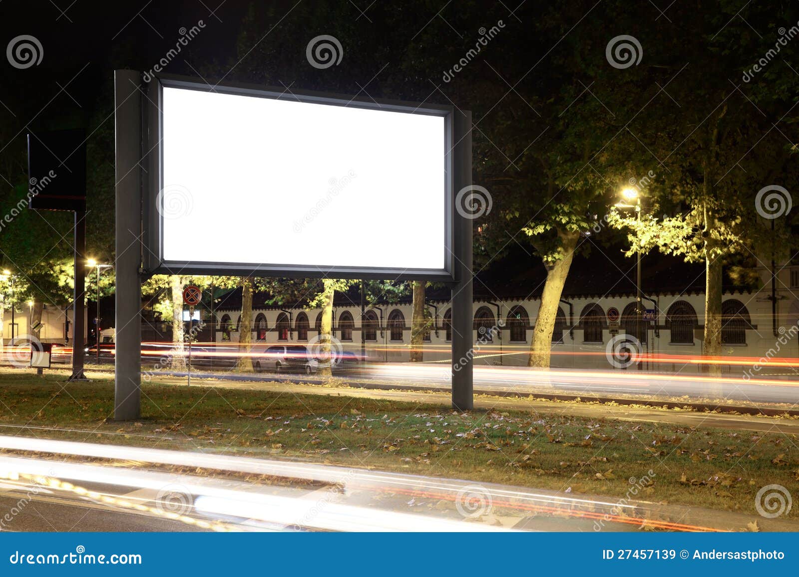 Royalty Free Stock Images: Blank billboard at night