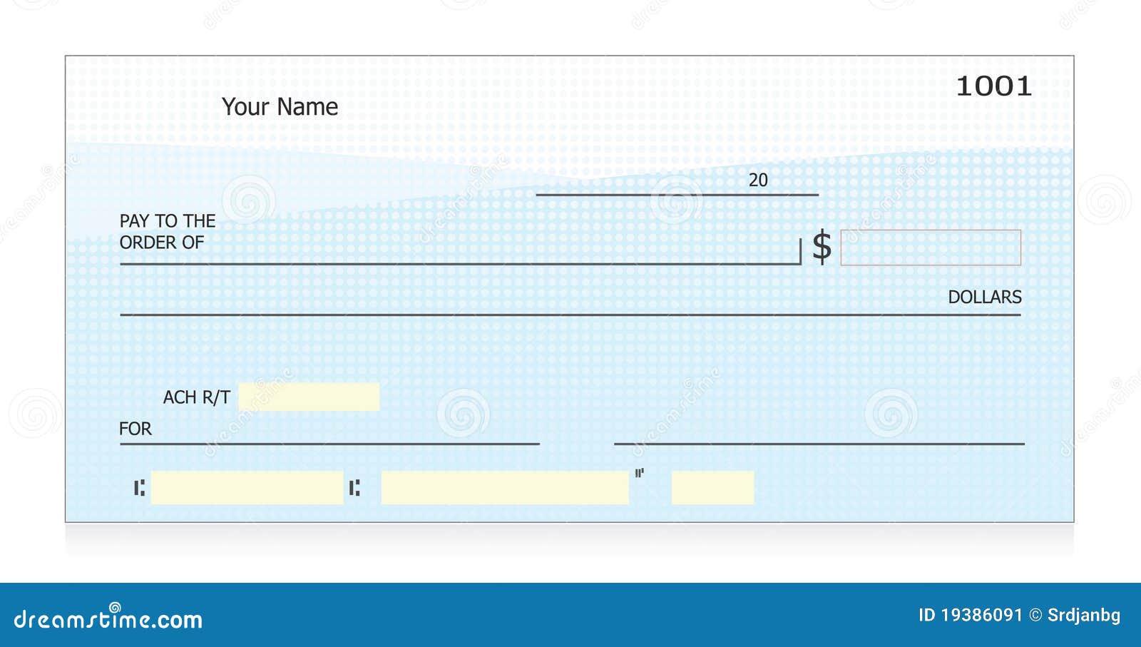 Blank check-realistic generic blank blue check .