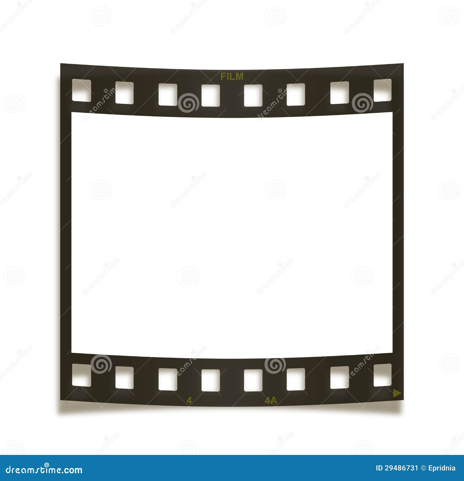 Blank film frame on white background.