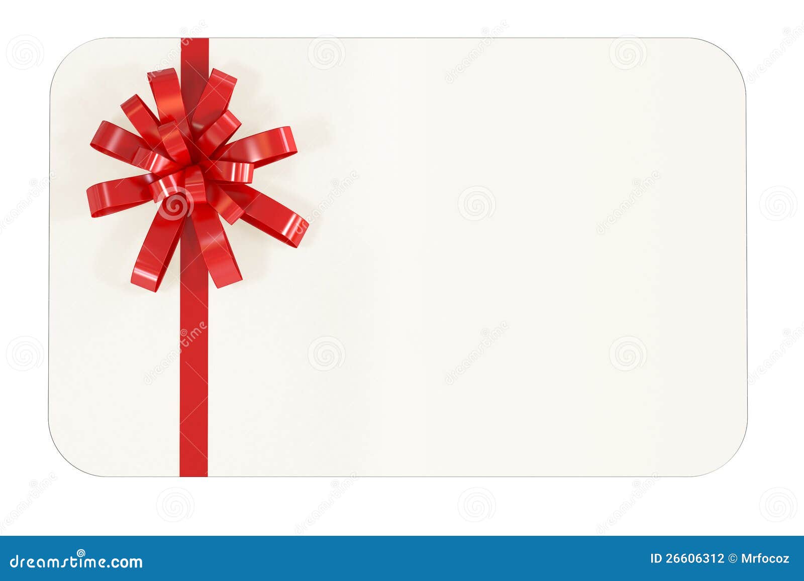 Blank Gift Card with red ribbon - Isolated on White.