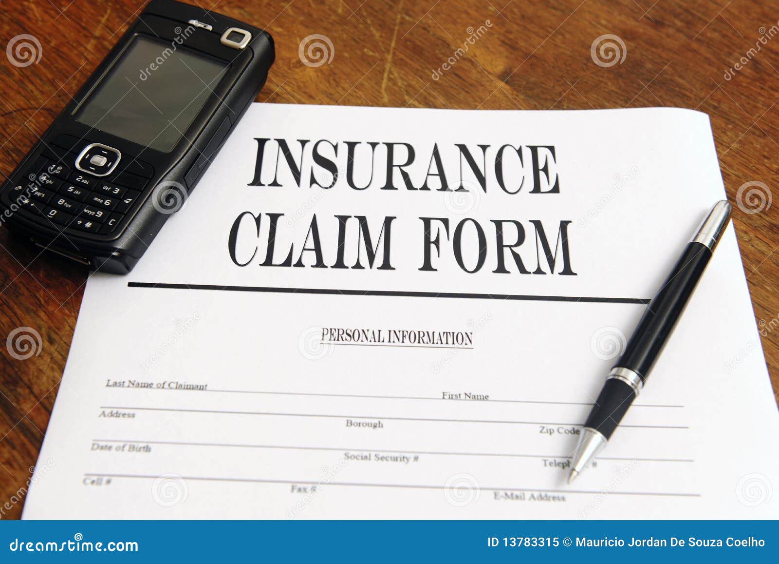 Blank Insurance Claim Form Royalty Free Stock Photo - Image: 13783315