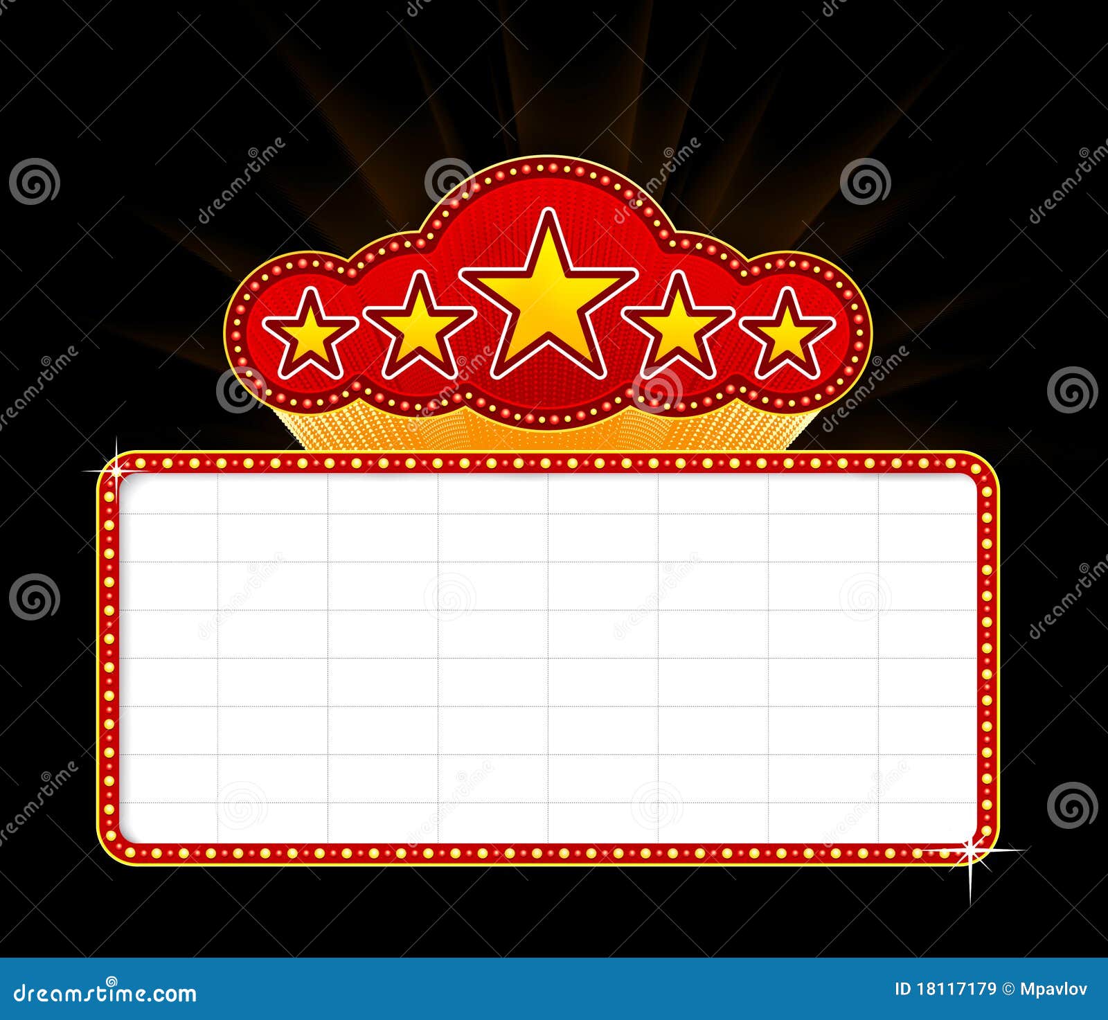 Blank movie, theater or casino marquee with stars isolated on black ...