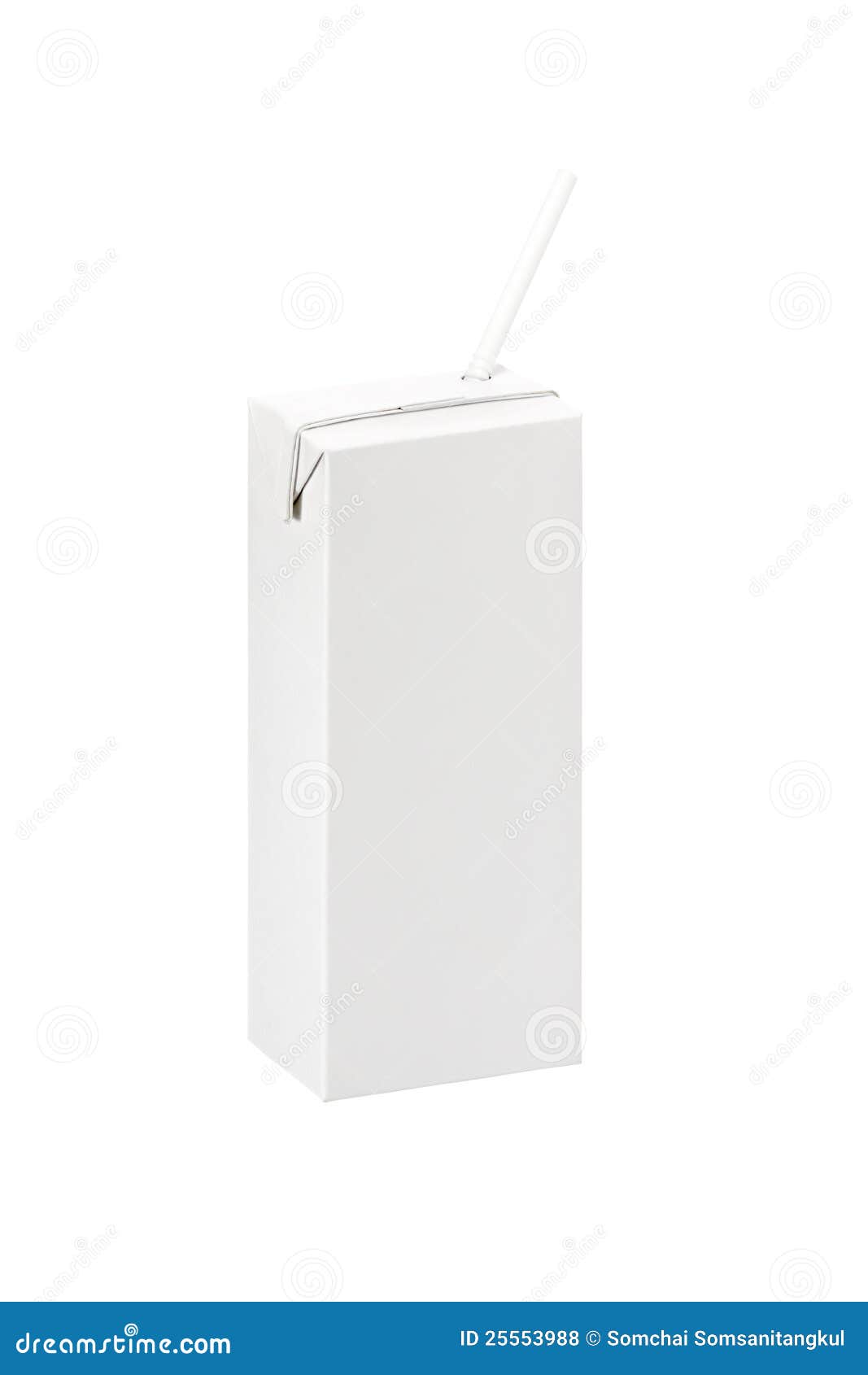 Royalty Free Stock Photos: Blank pack box of Milk or juice with straw
