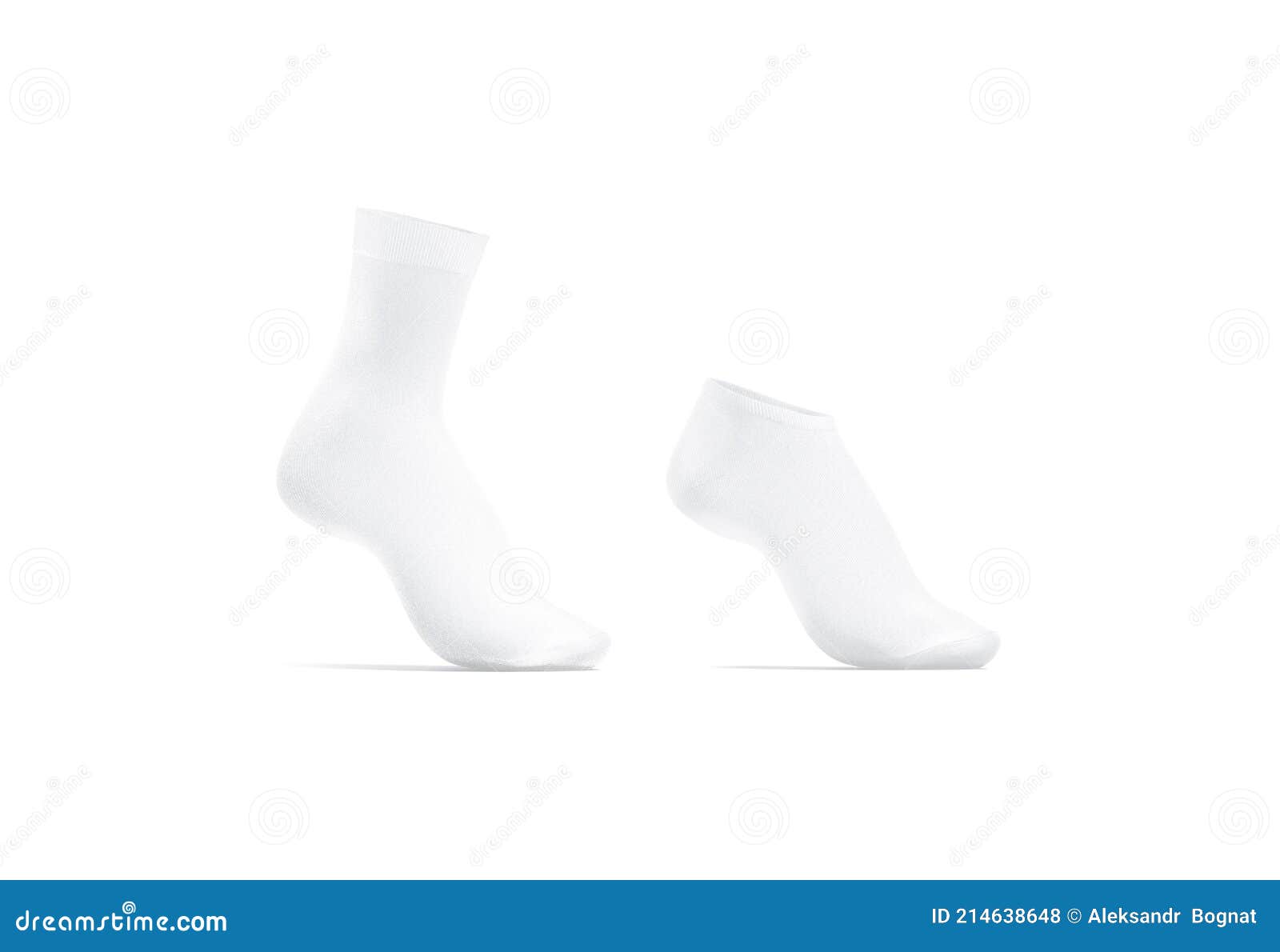 Blank White Long And Low Cut Socks On Tiptoe Mockup Stock Illustration Illustration Of