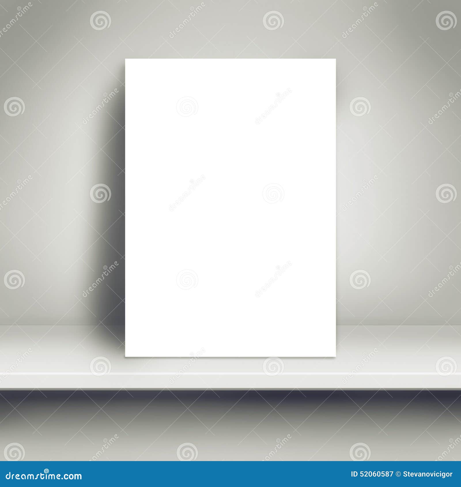 Poster Leaning on White Shelf in the Room as Copy Space for Design 
