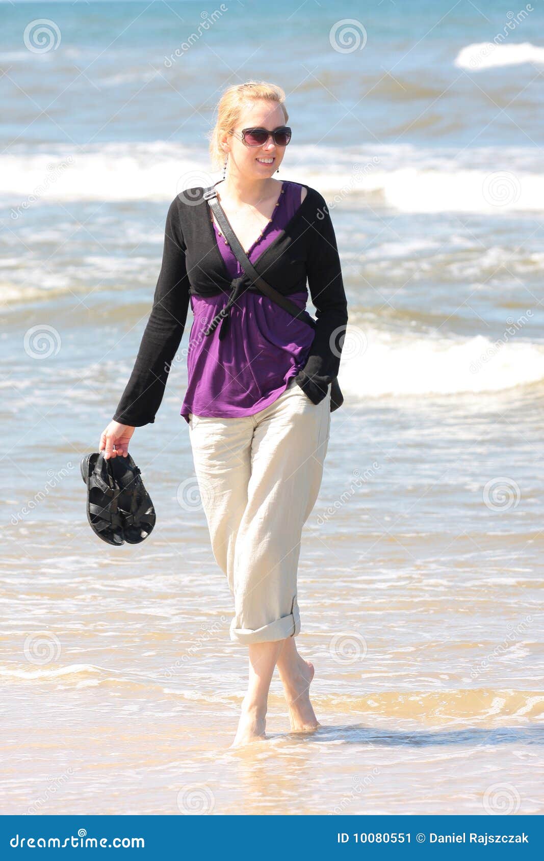 Smiling Girl Walking On The Beach Images Blond Smiling Girl Walking On The Beach Stock Image - Image: 10080551