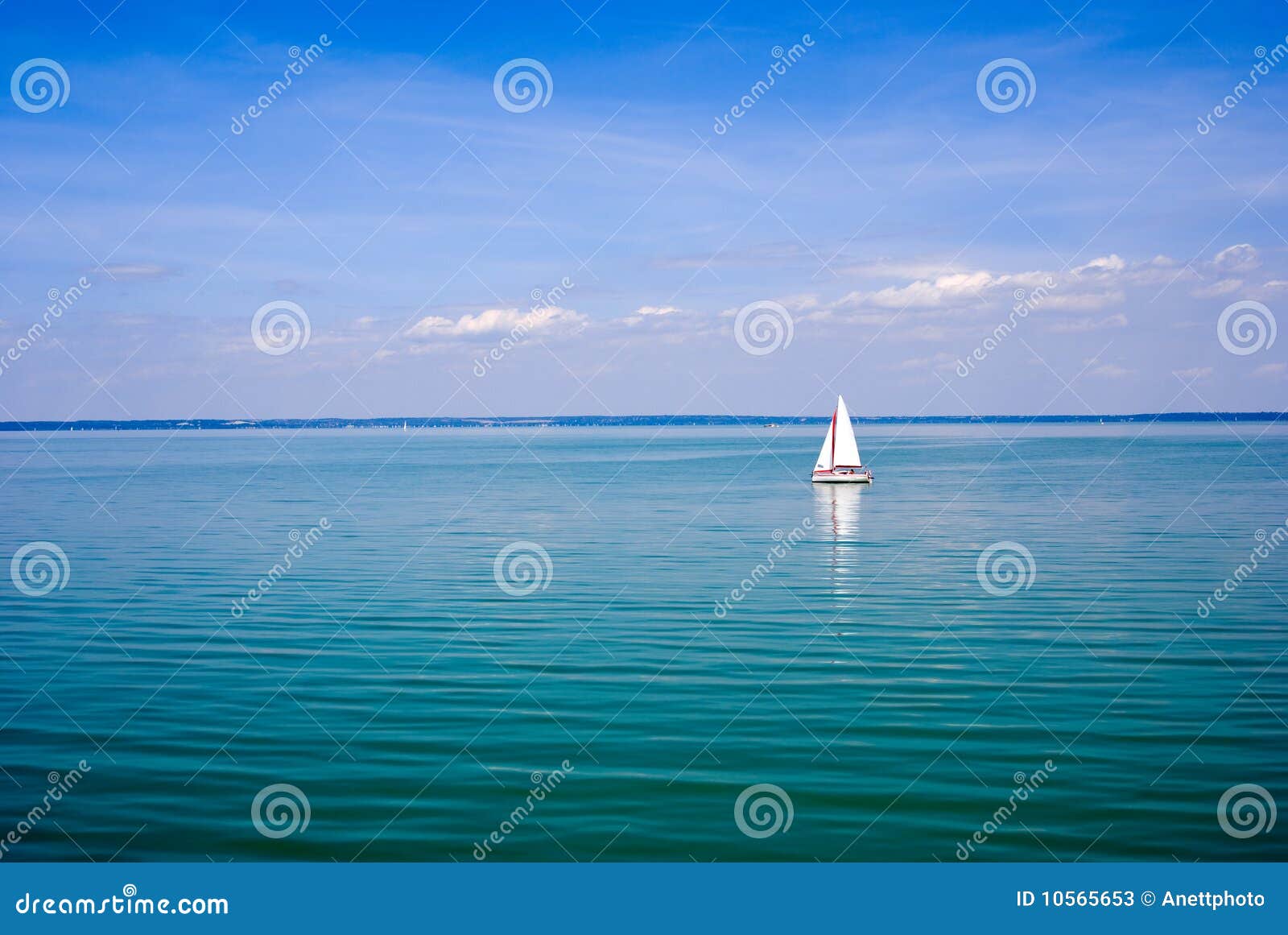 Blue Landscape With Sailboat Stock Photos - Image: 10565653