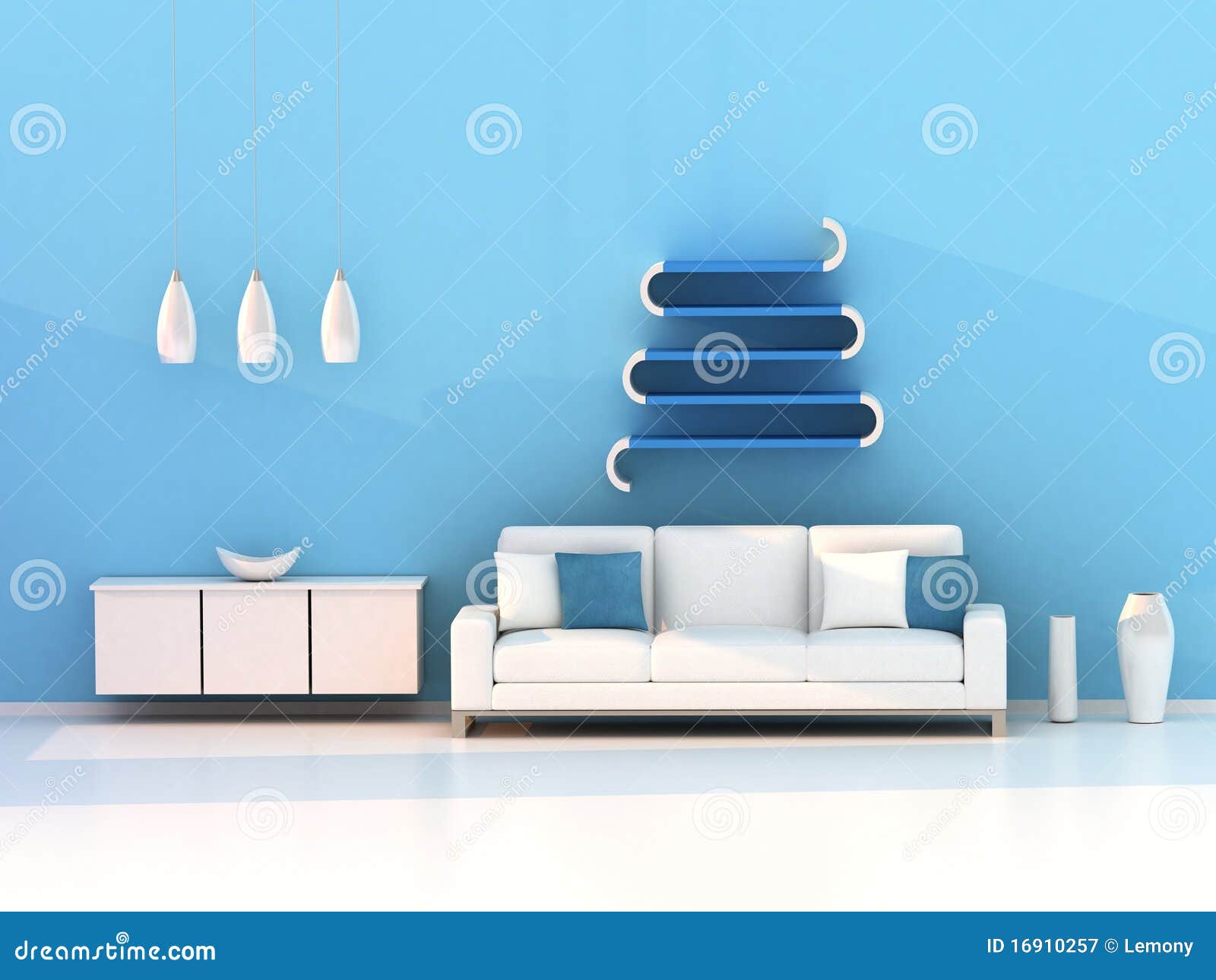 Blue Modern Living Room Royalty Free Stock Photos - Image: 9483188