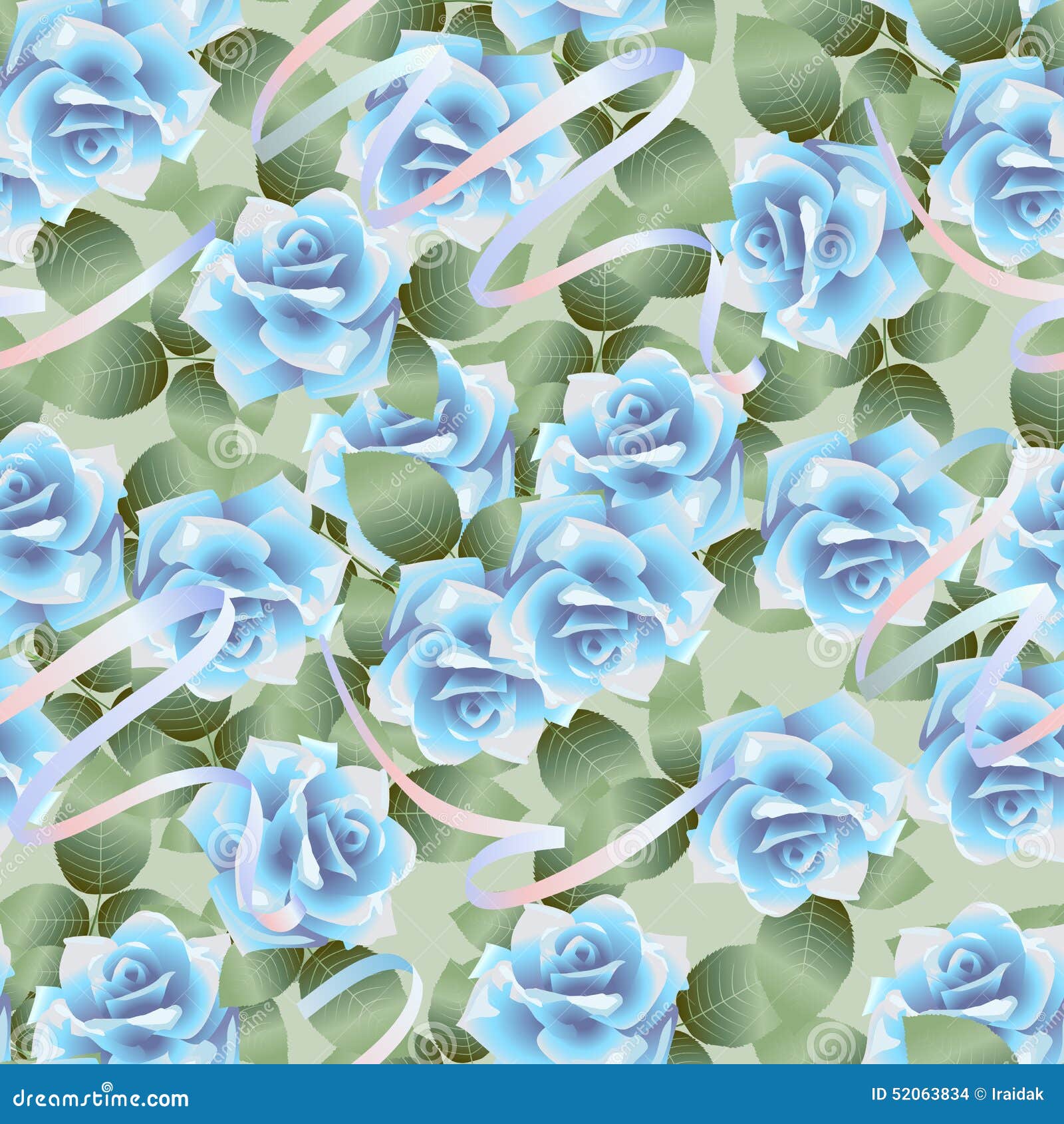 Blue Roses Pattern Stock Vector Image 52063834