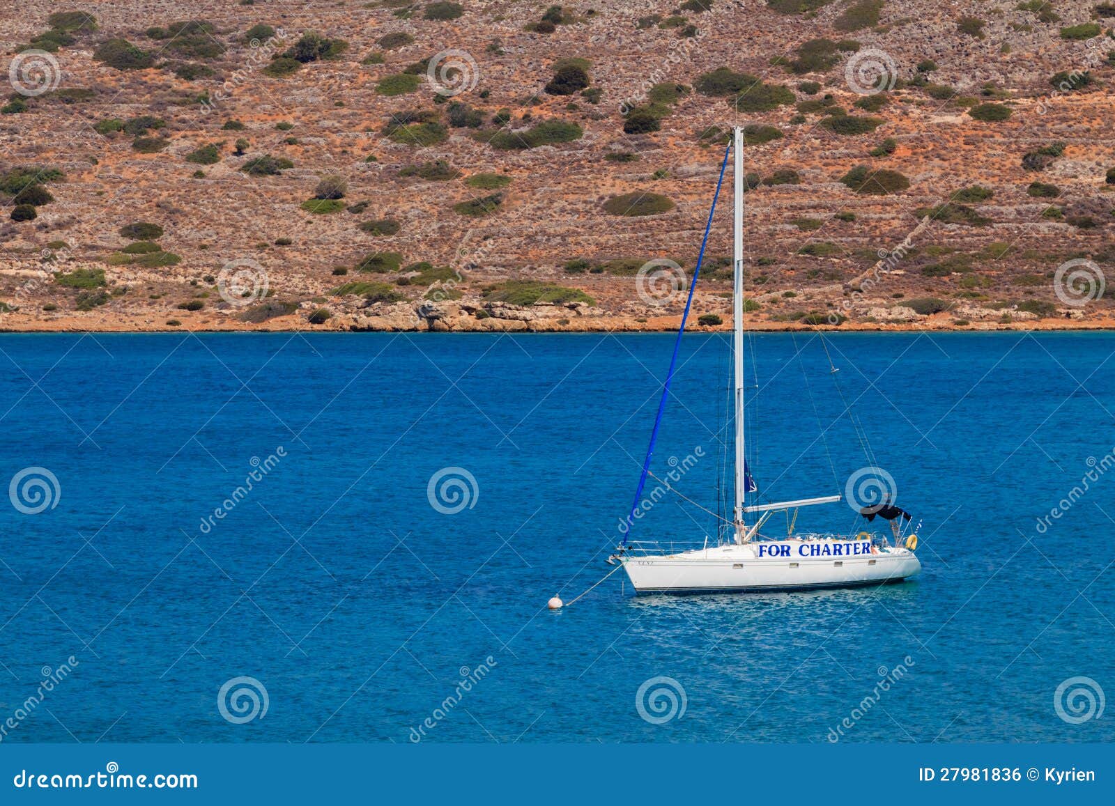 boat for charter in the mediterranean sea, close to Krete, Greece.