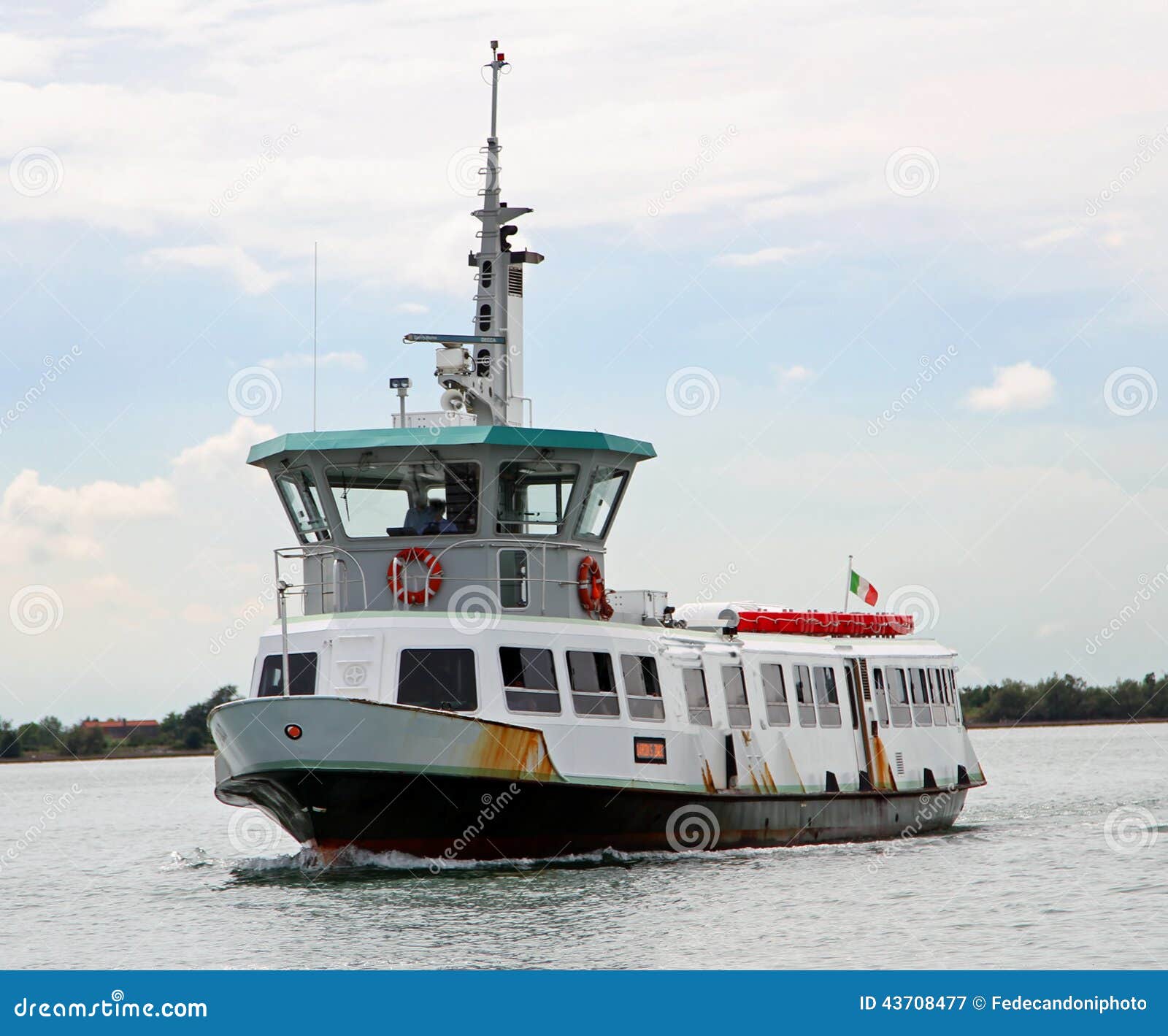 Boat ferry for transporting passengers and tourists into the sea in 