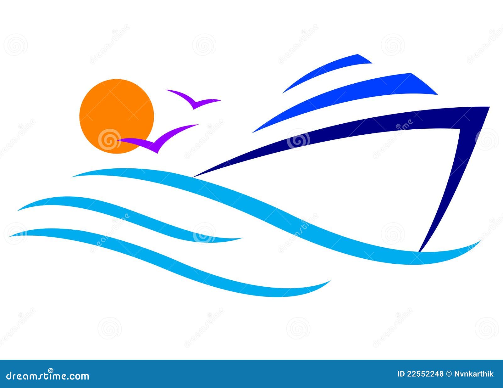 Illustration of boat logo design isolated on white background.
