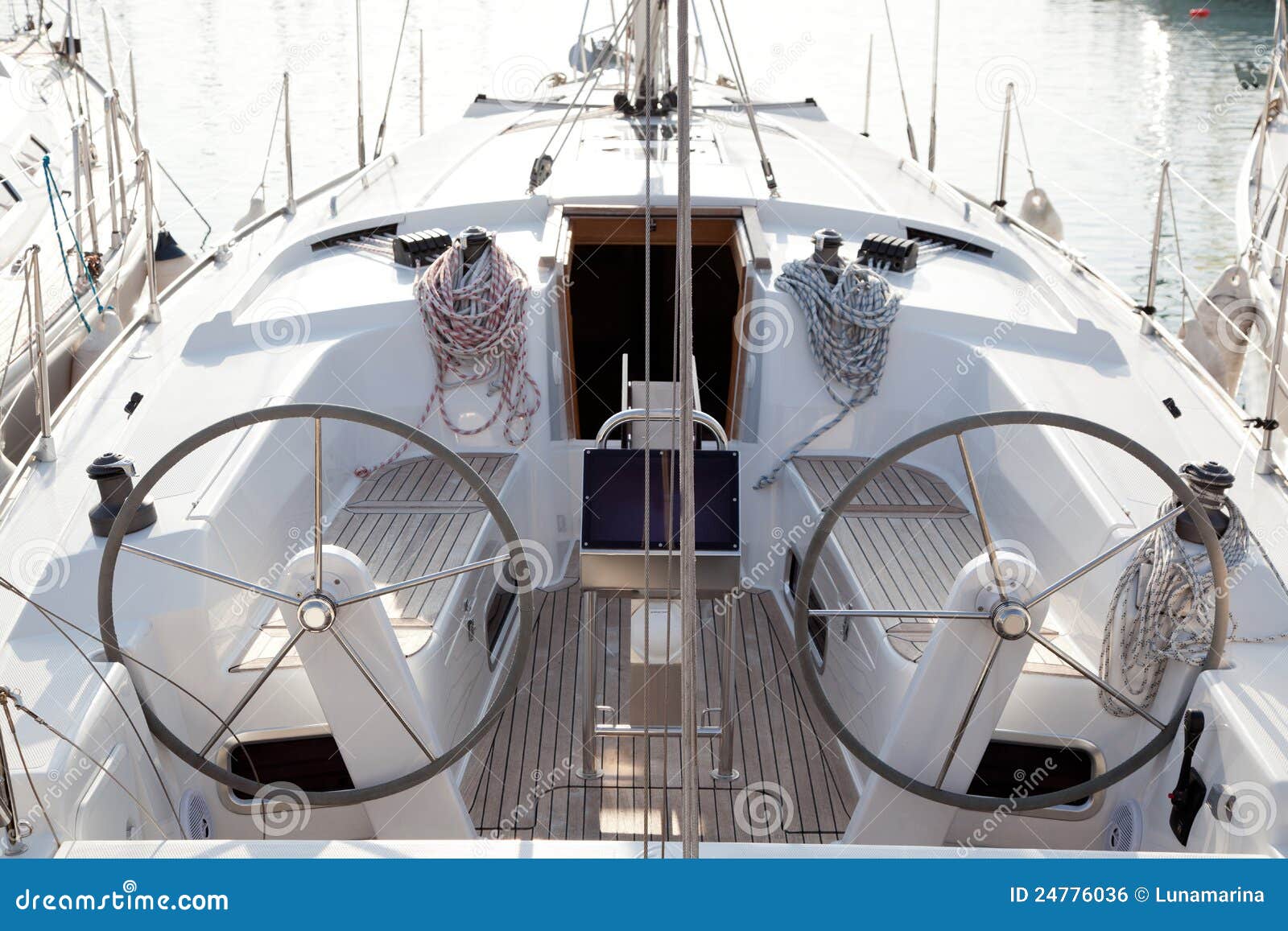 Boat Stern With Double Steering Wheel Royalty Free Stock Image - Image