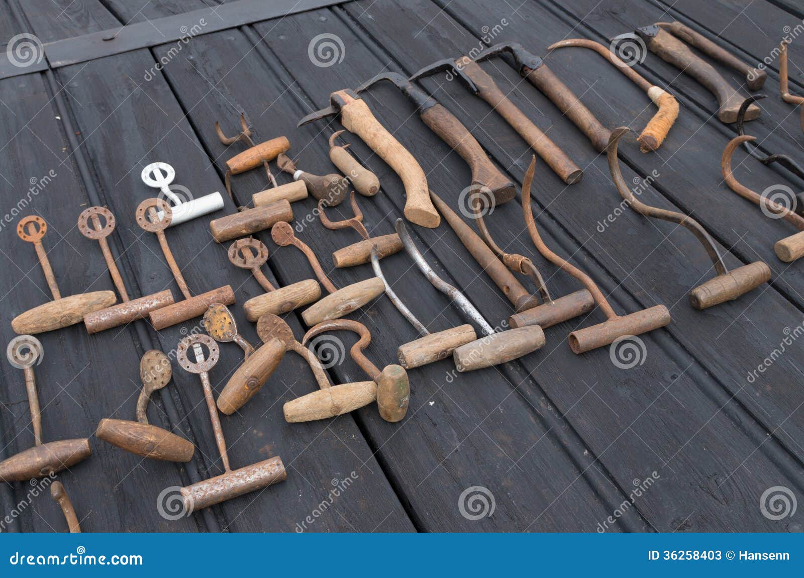 Set of vintage old boat tools.