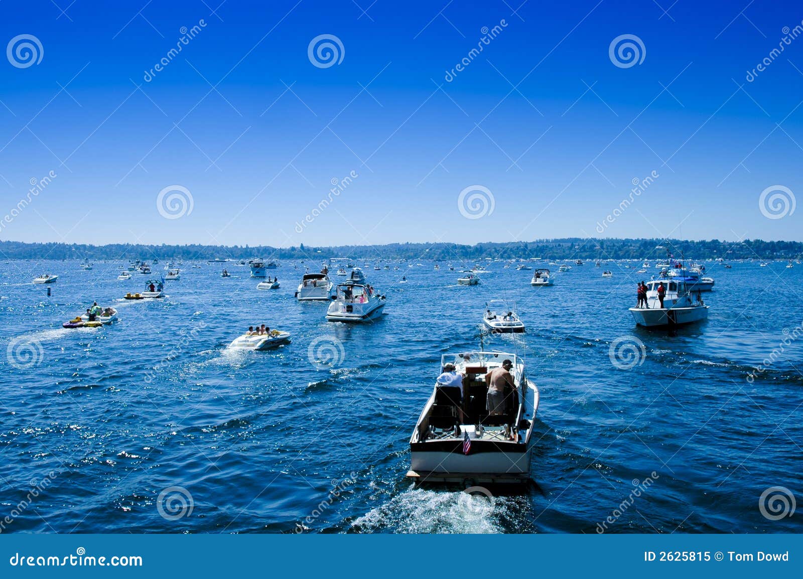 Boating Traffic Jam Sea Fair Lake Washington Royalty Free Stock Photo 