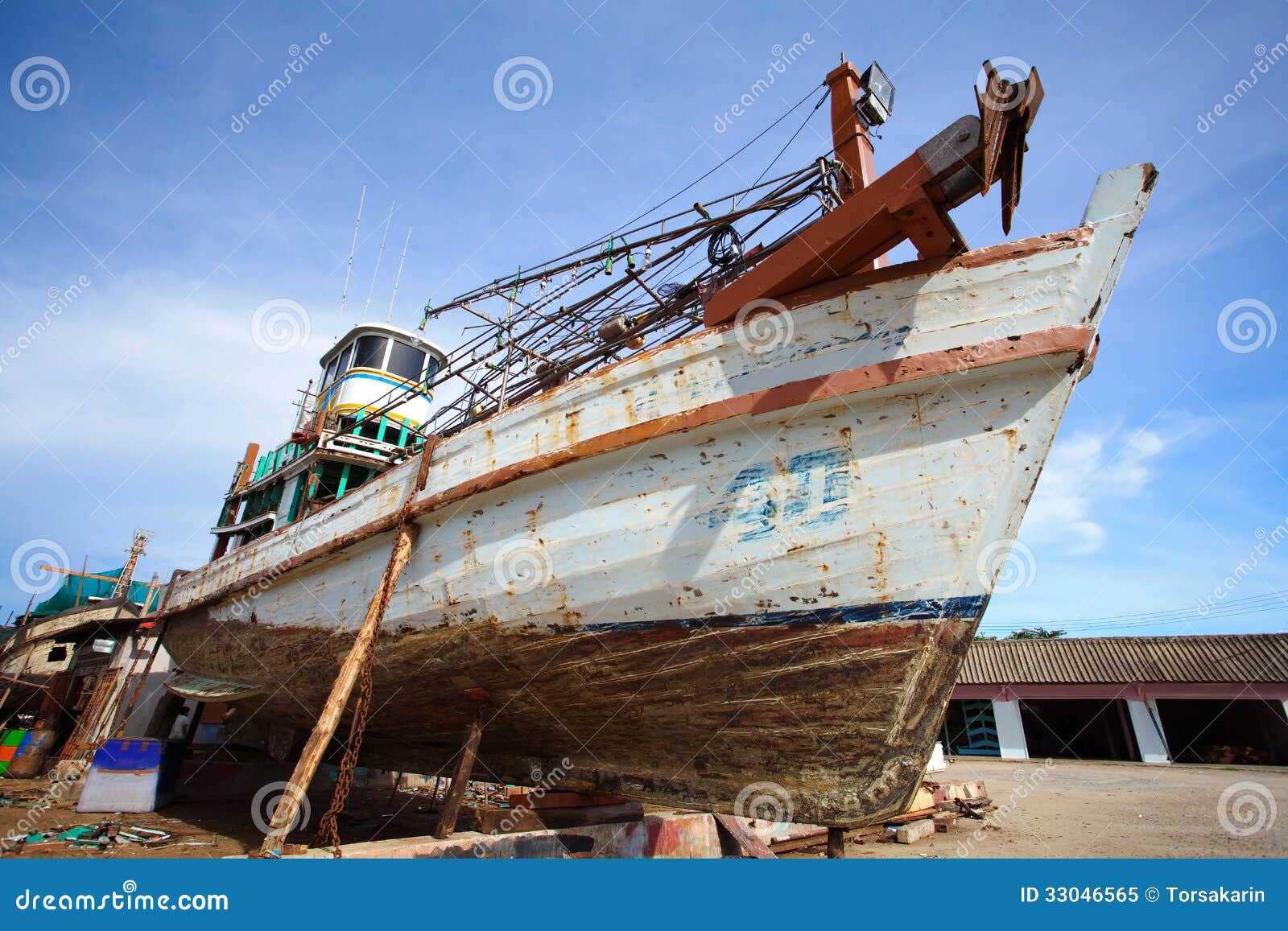 Royalty Free Stock Photo: Boats on stands, repair yard