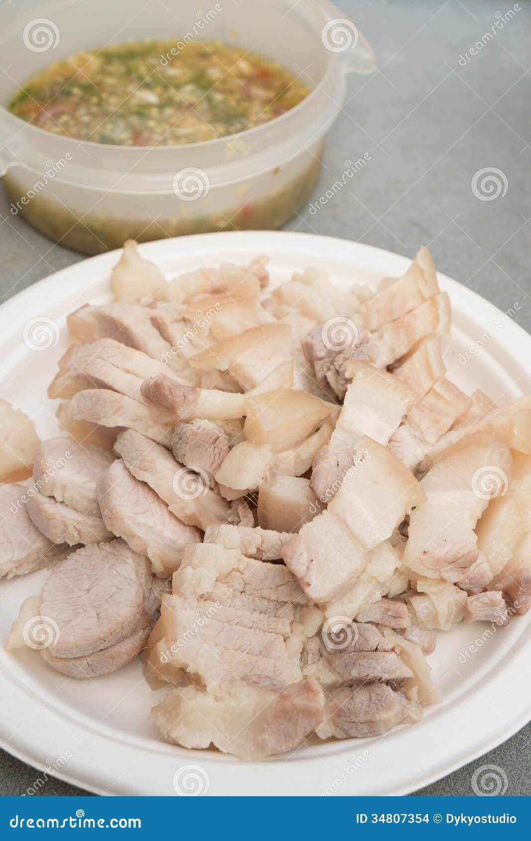 Boiled Pork Belly With Spicy Sauce Stock Images Image 34807354
