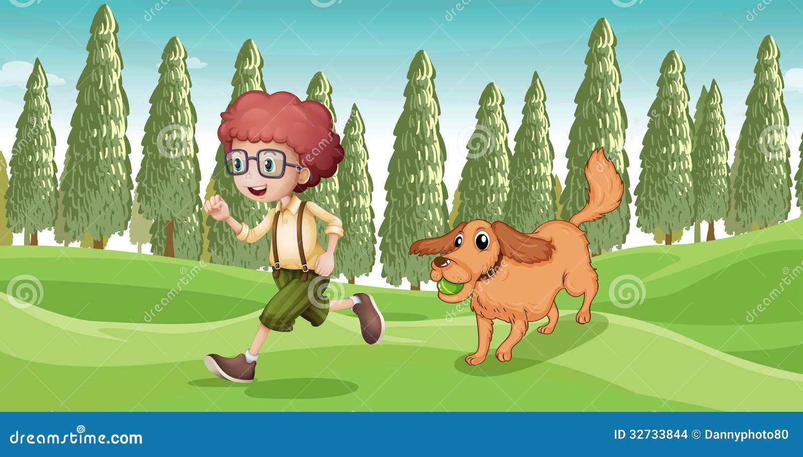 A Boy And His Dog Playing At The Park Stock Images Image 32733844