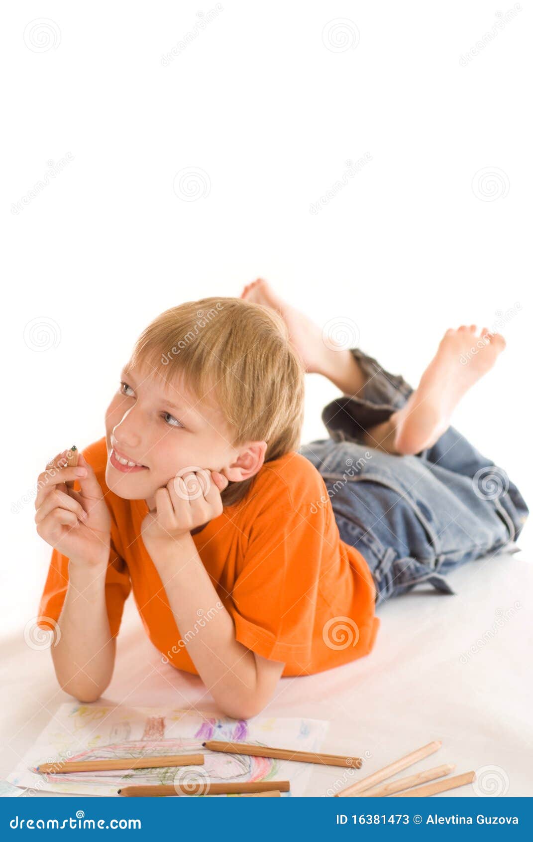 Boy Is Lying On The Floor Boy Lying On The Floor Stock Photos Image 16381473
