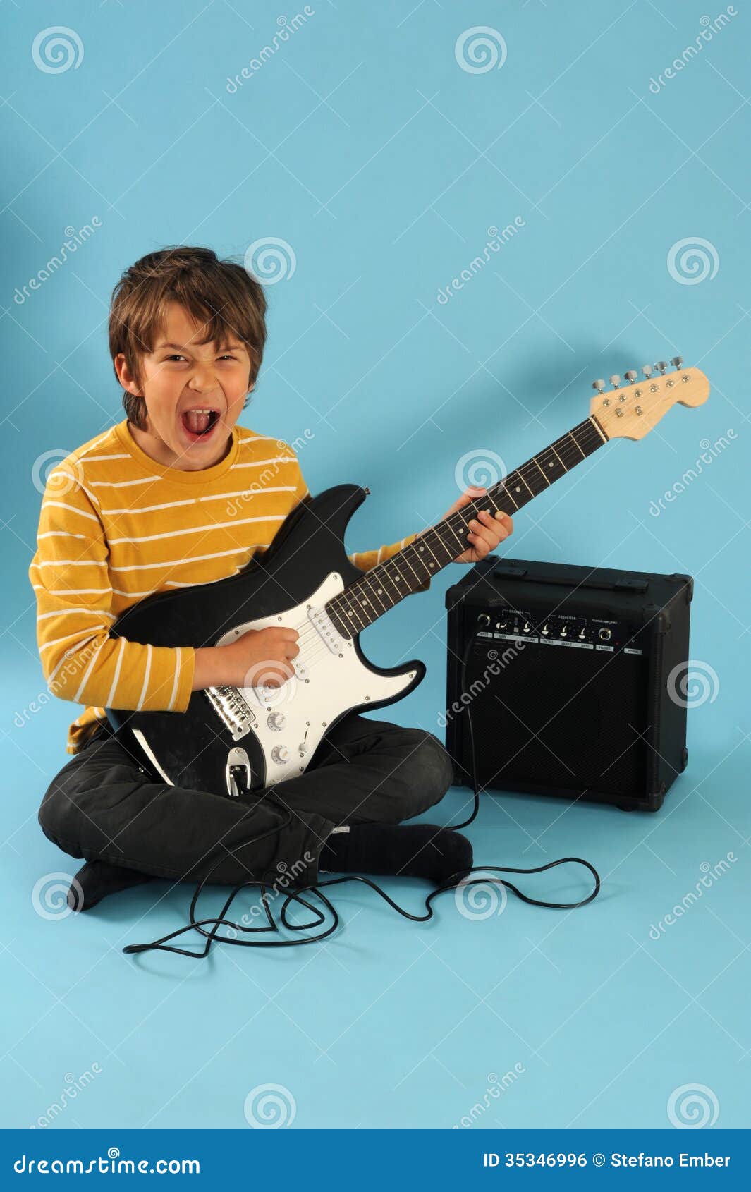 Boy Playing Electric Guitar