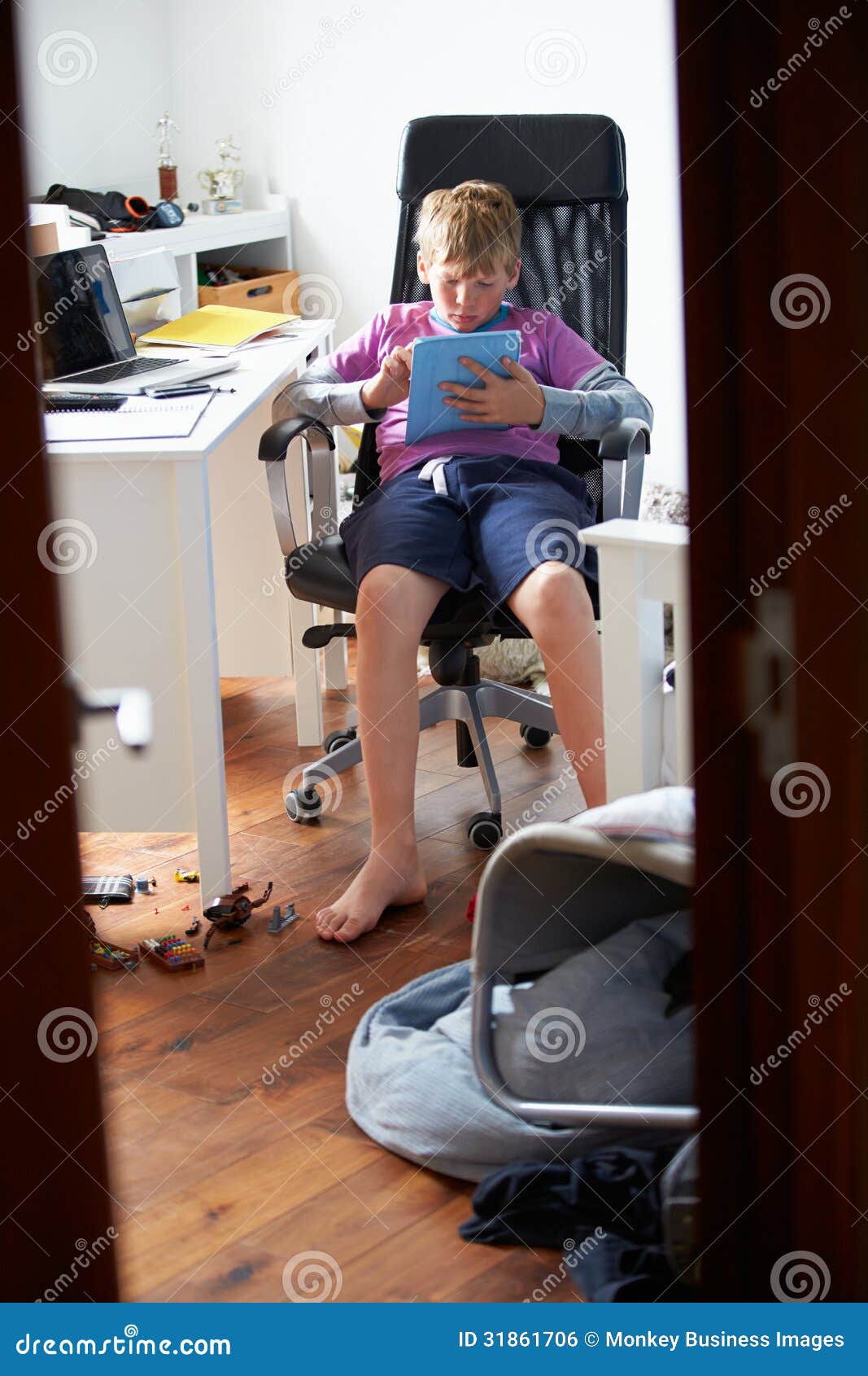 Boy Playing Video Game In Bedroom Royalty Free Stock Image - Image ...