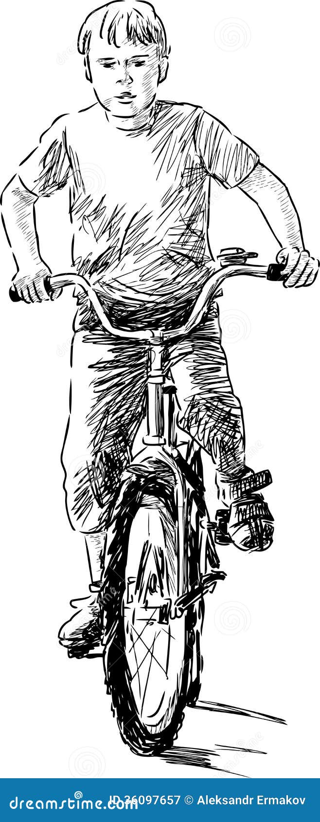 Child Riding A Bike Drawing