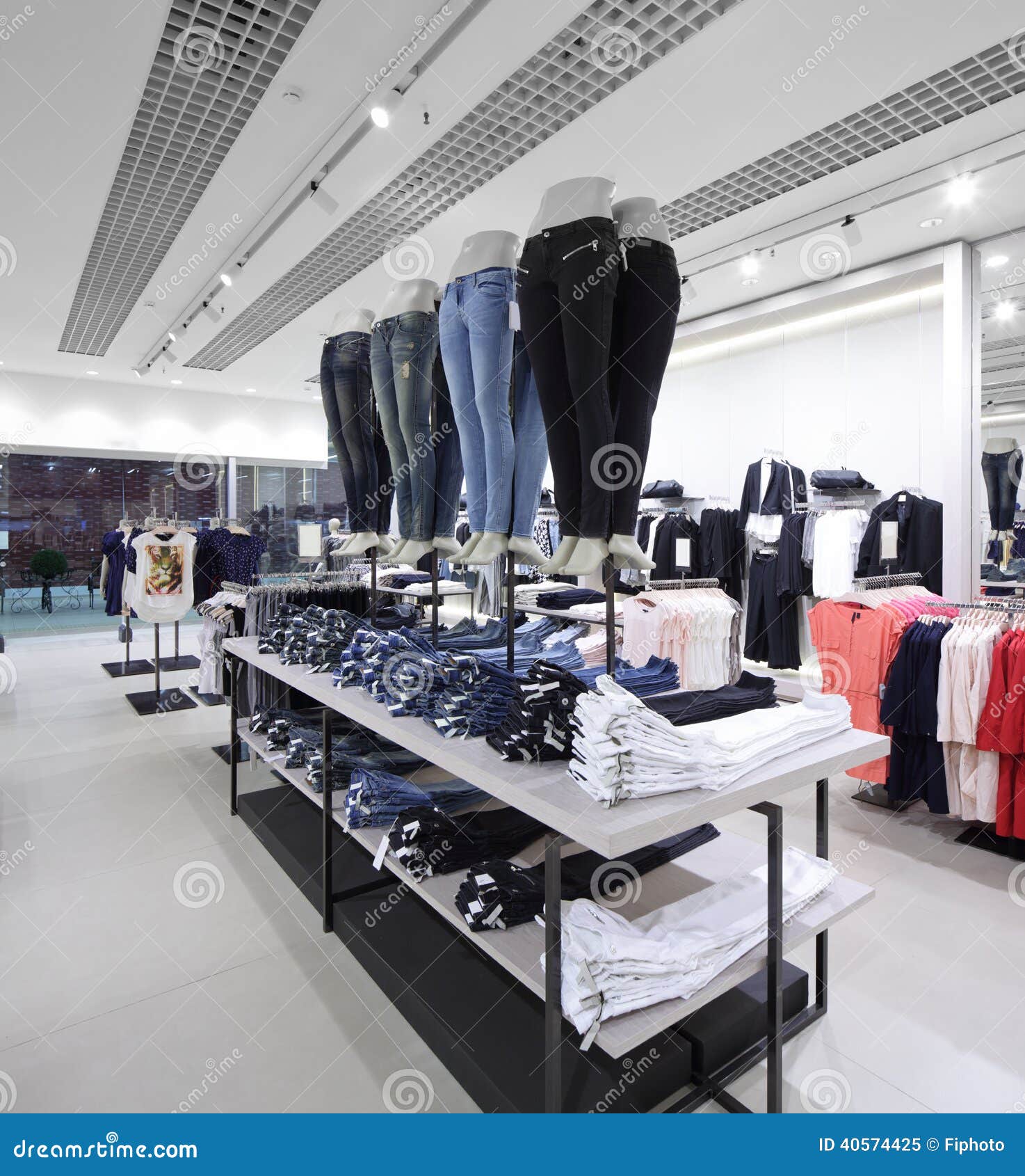 Luxury and fashionable brand new interior of cloth store