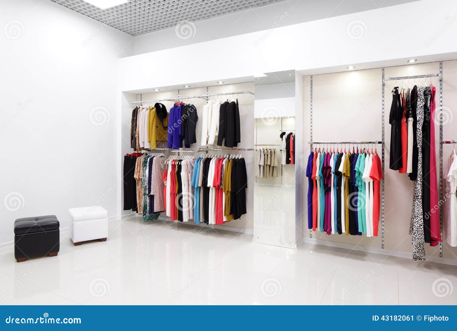 Luxury and fashionable brand new interior of cloth store