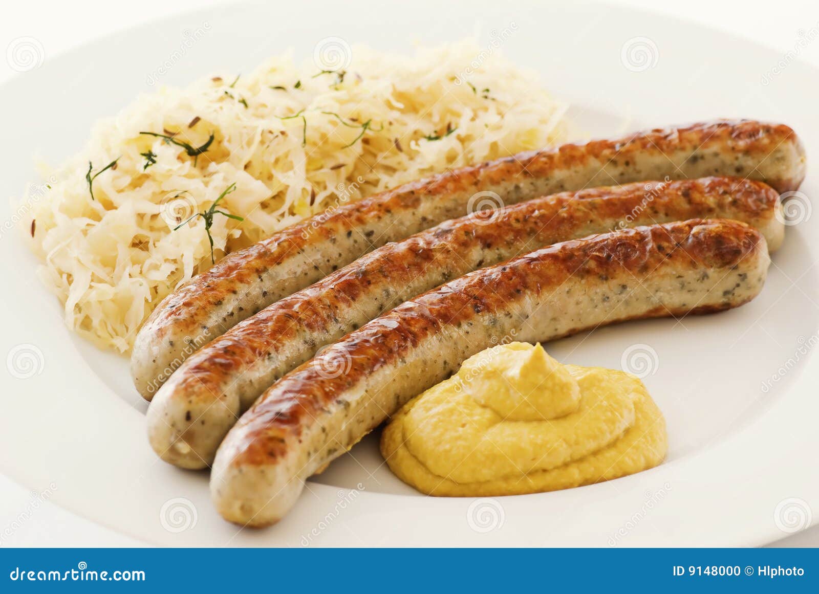 Bratwurst With Sauerkraut Stock Photo - Image: 9148000