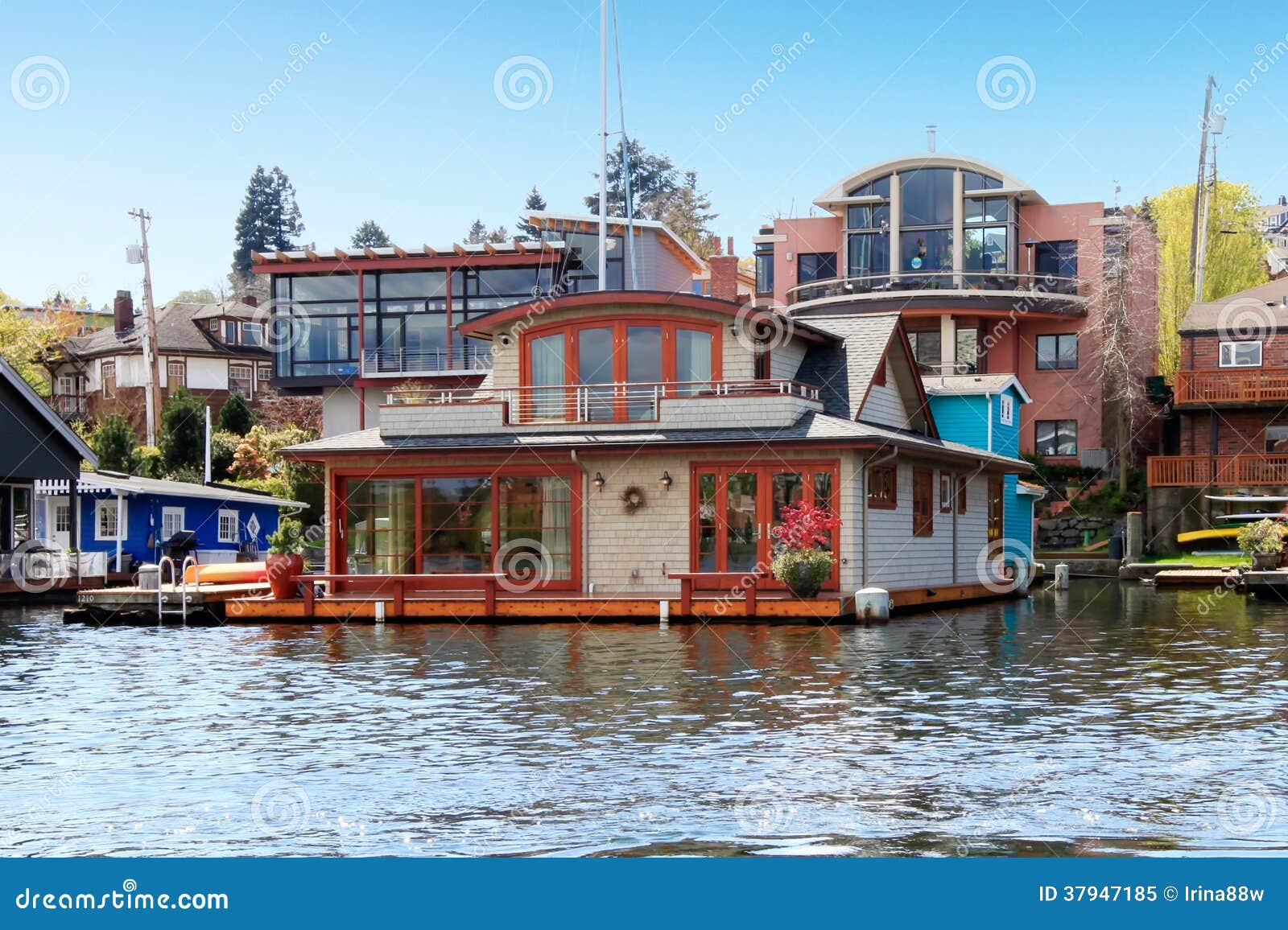 Brick Boat House. Lake Washington Royalty Free Stock Photo - Image 