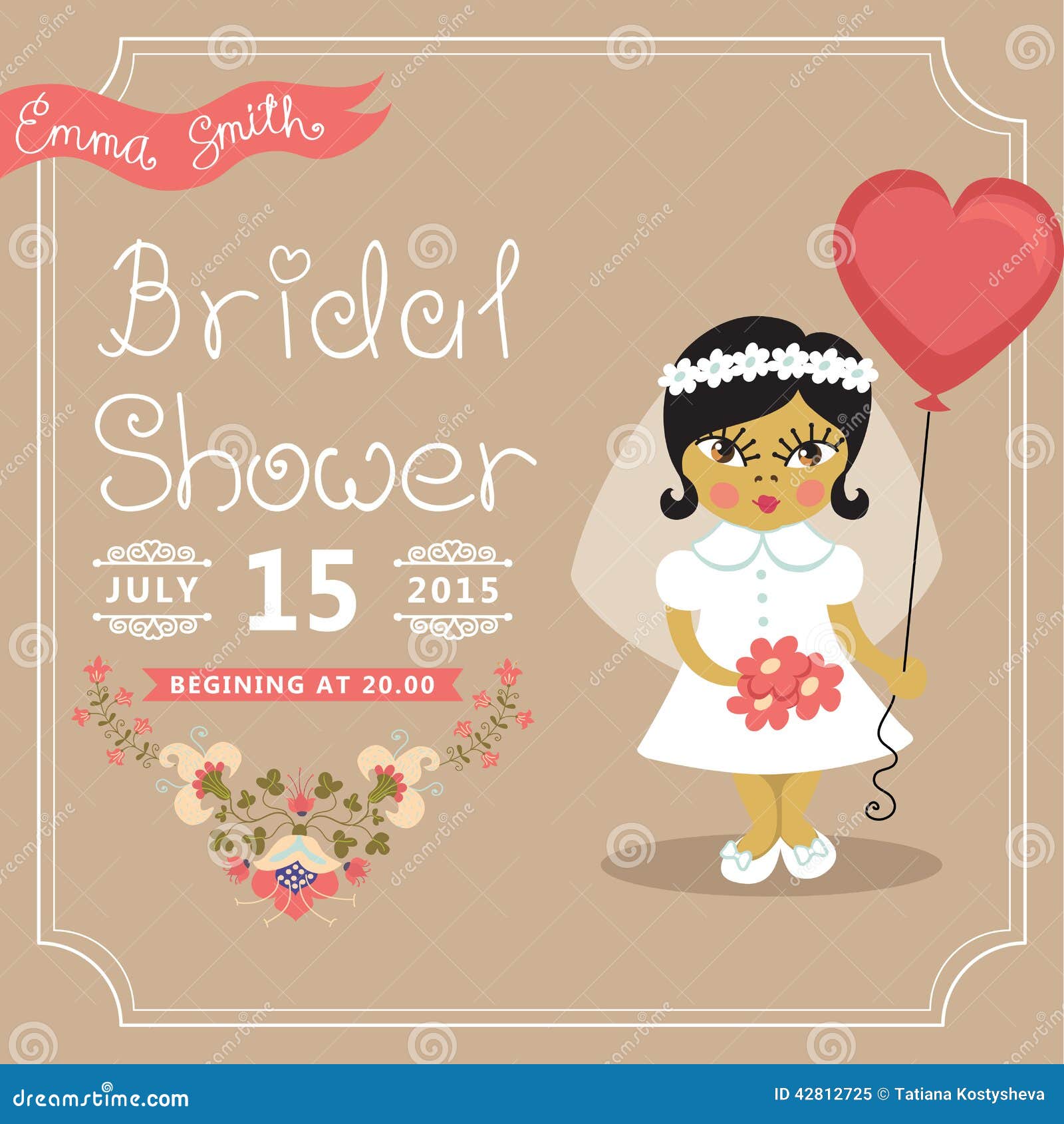 ... in a balloon.Retro wedding invitation.Fashion vector Illustration