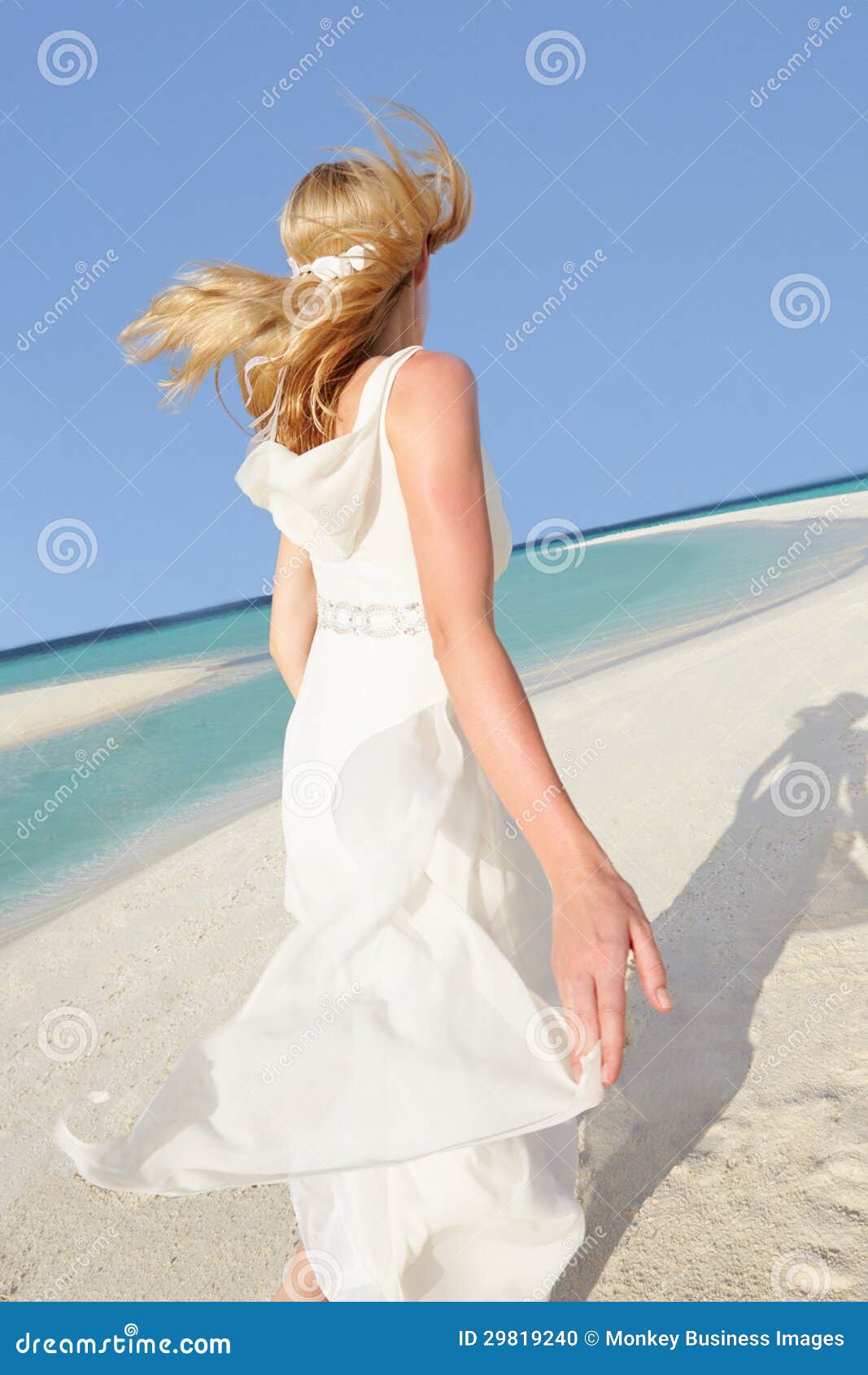 Stock Photo: Bride At Beautiful Beach Wedding