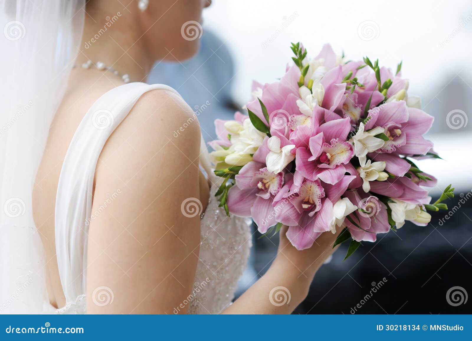 Beautiful Asian Bride Holds Bouquet 96