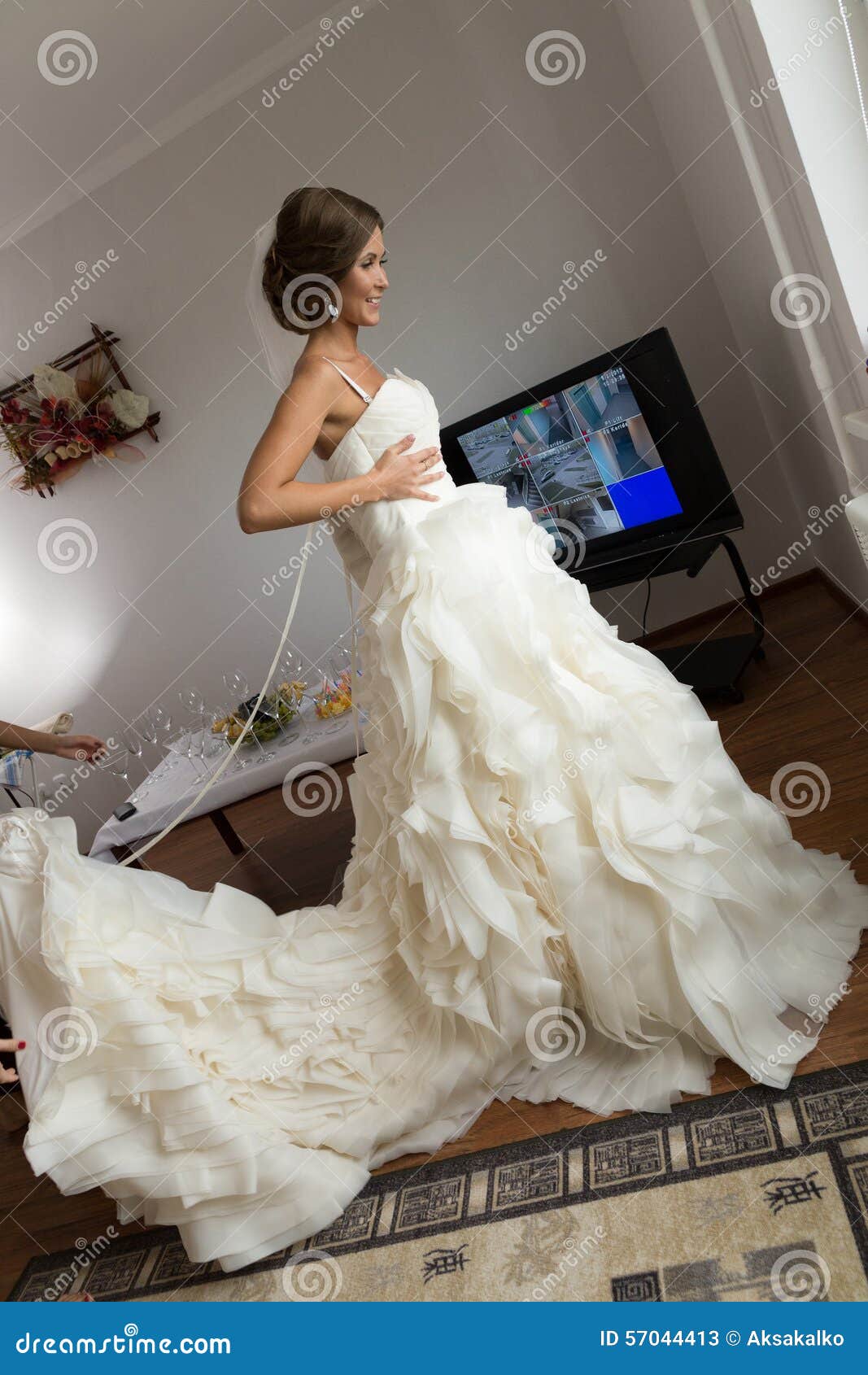 Young beautiful bride preparing can Many young beautiful bride preparing