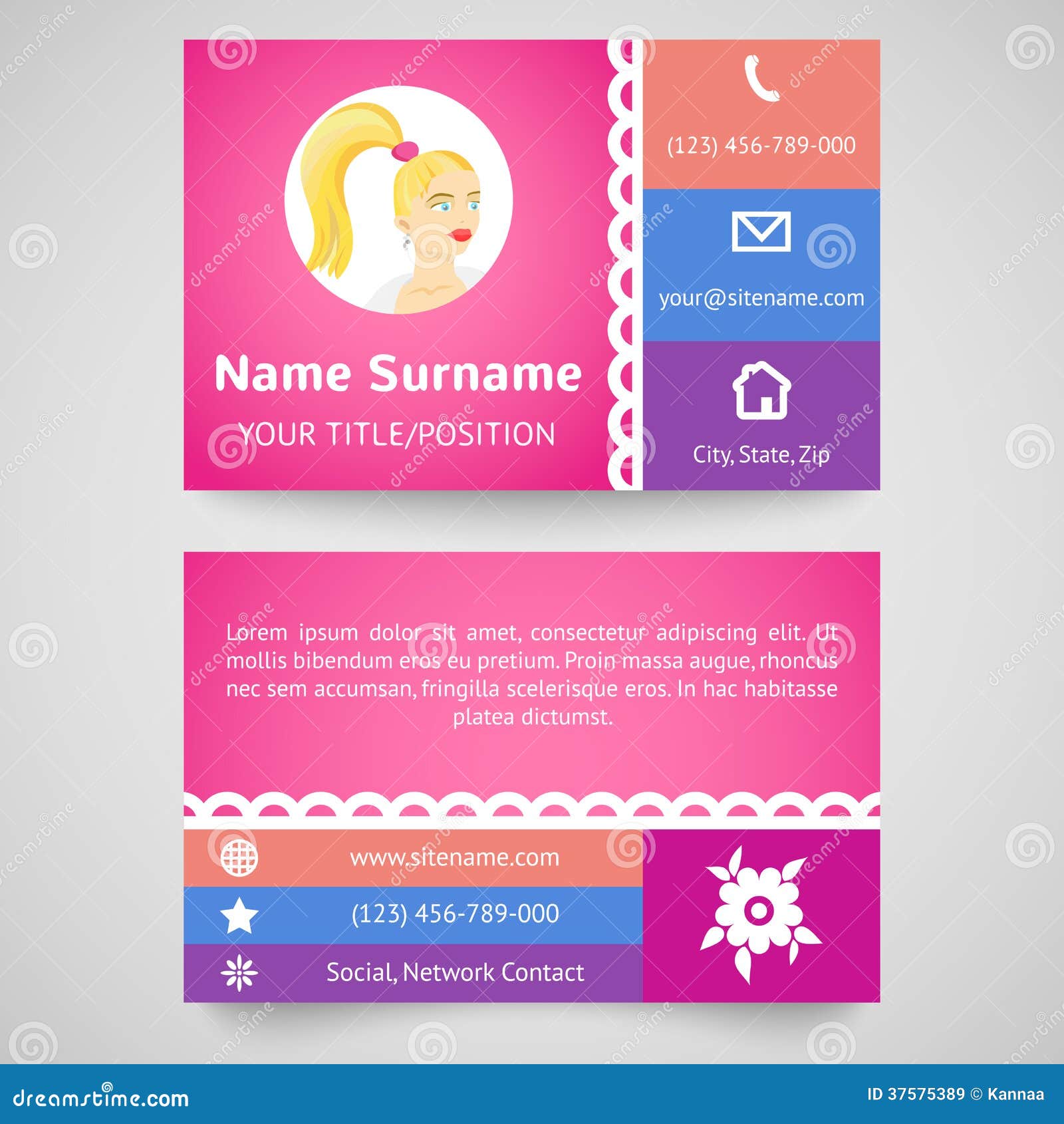 Bright Pretty Business Card Set Template Royalty Free Stock Images Image 37575389 Pretty Business Card Templates