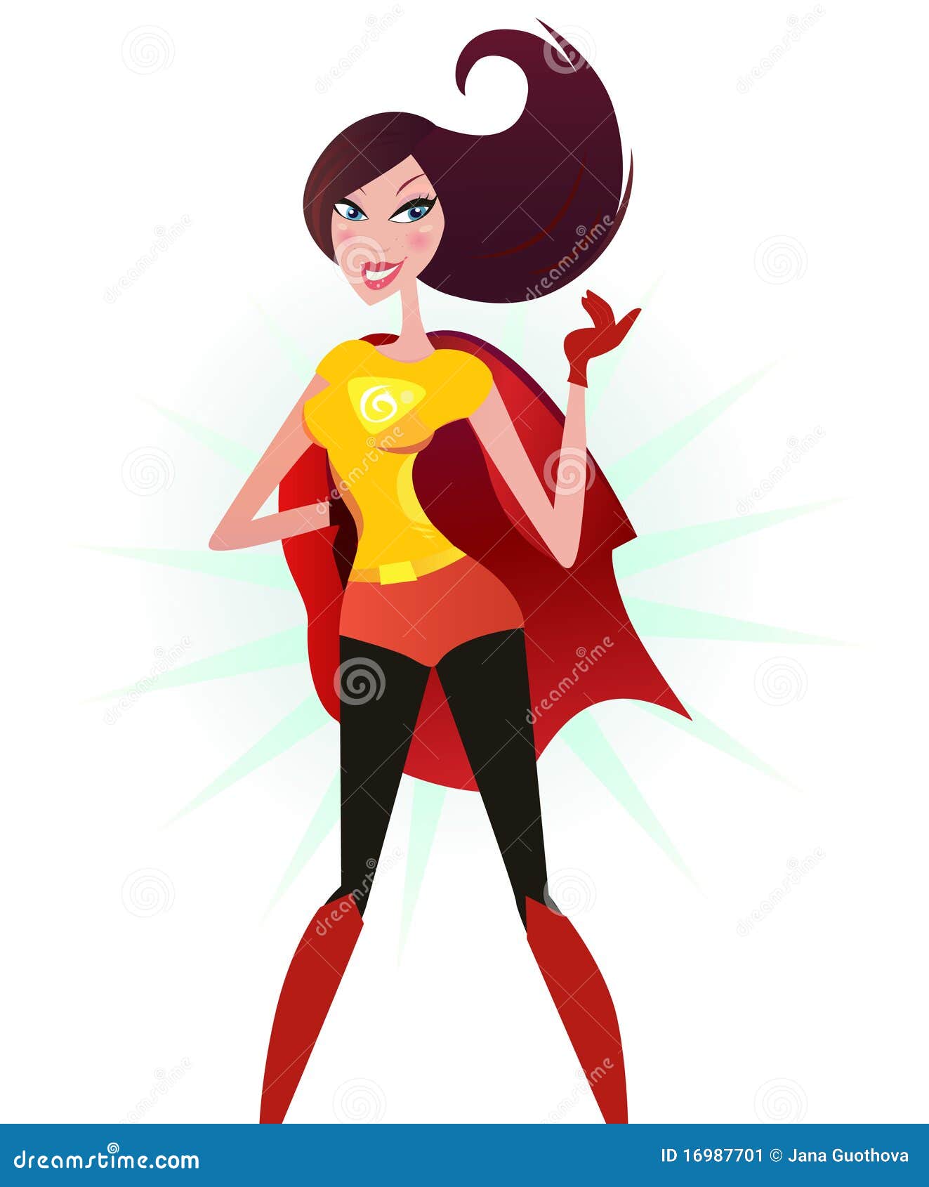  : Brown hair Super woman in red costume superhero. Image: 16987701