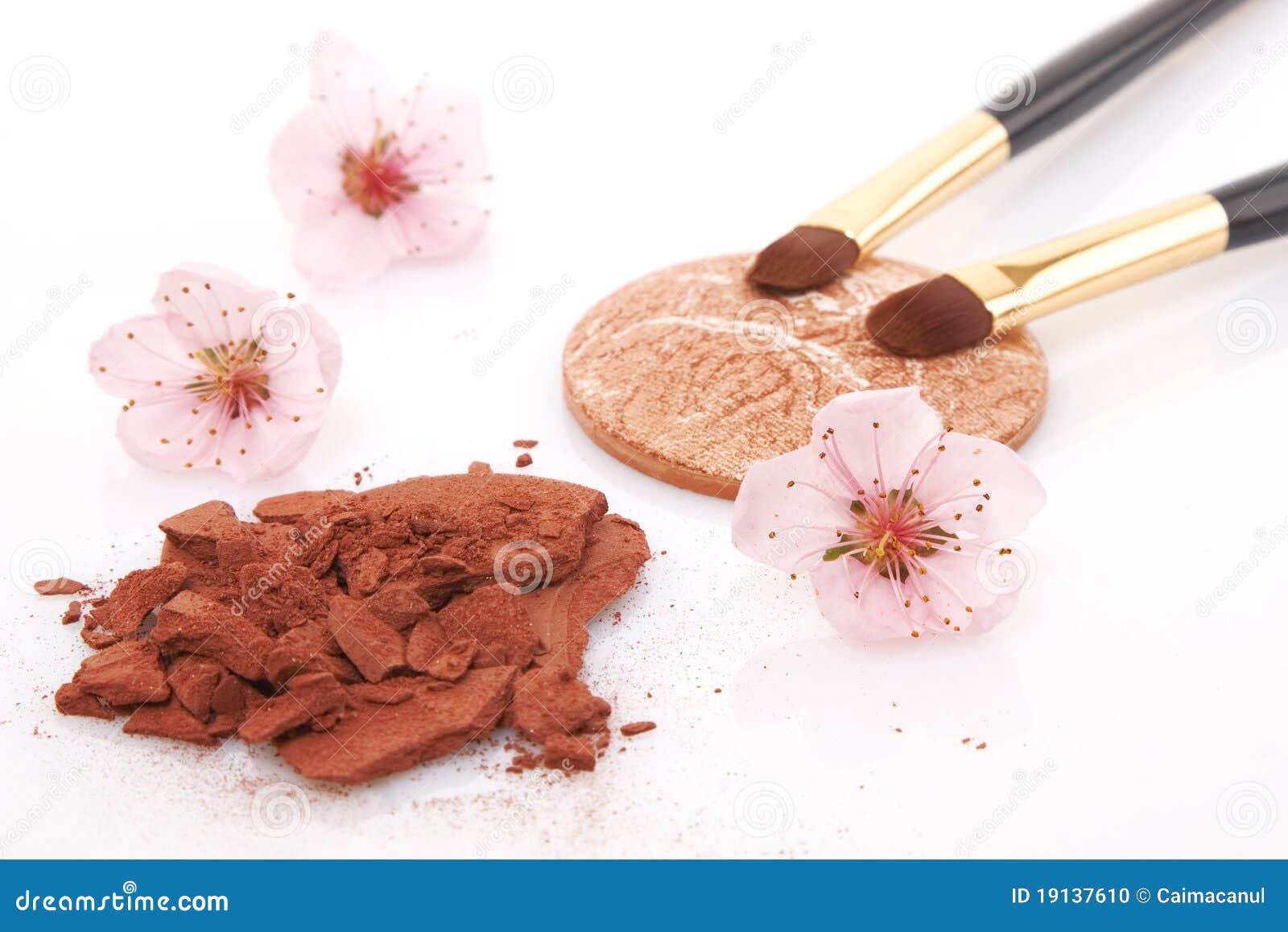 brown powder for makeup and flowers stock photo image brown powder for makeup and flowers stock photo image