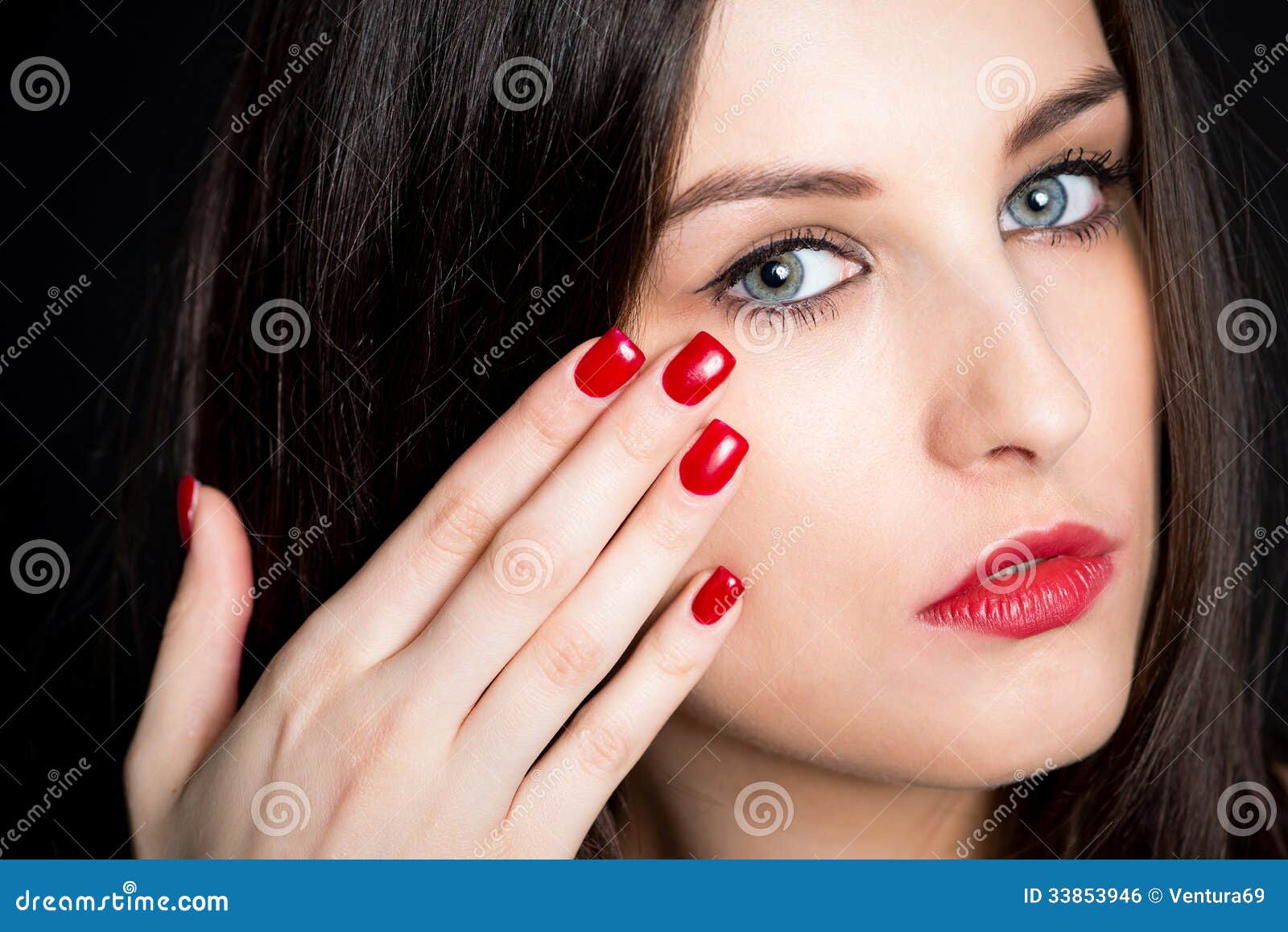 Brunette With Red Nails Royalty Free Stock Image Image