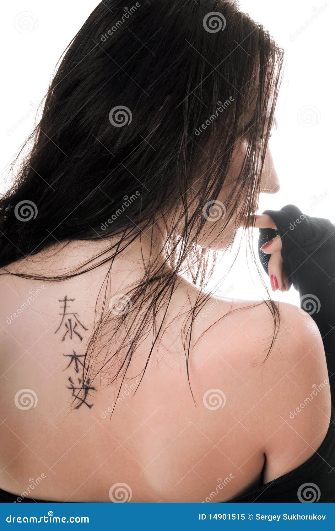 Brunette With Tattoo On Her Back Royalty Free Stock Ph pic Brunette With Tattoo On Her Back Royalty Free Stock Ph