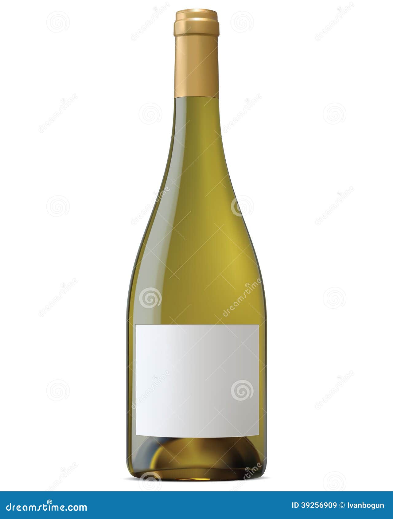 Burgundy wine bottle with blank labels isolated. Vector illustration.