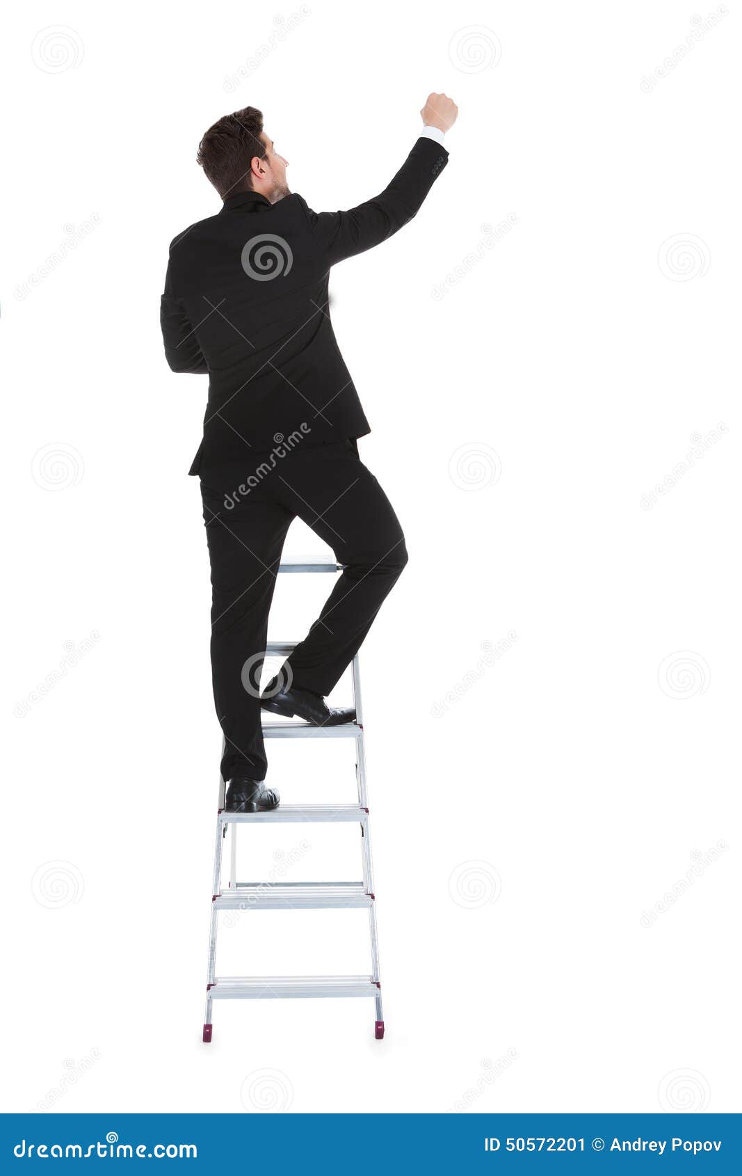 businessman climbing career ladder full length rear view young over white background 50572201